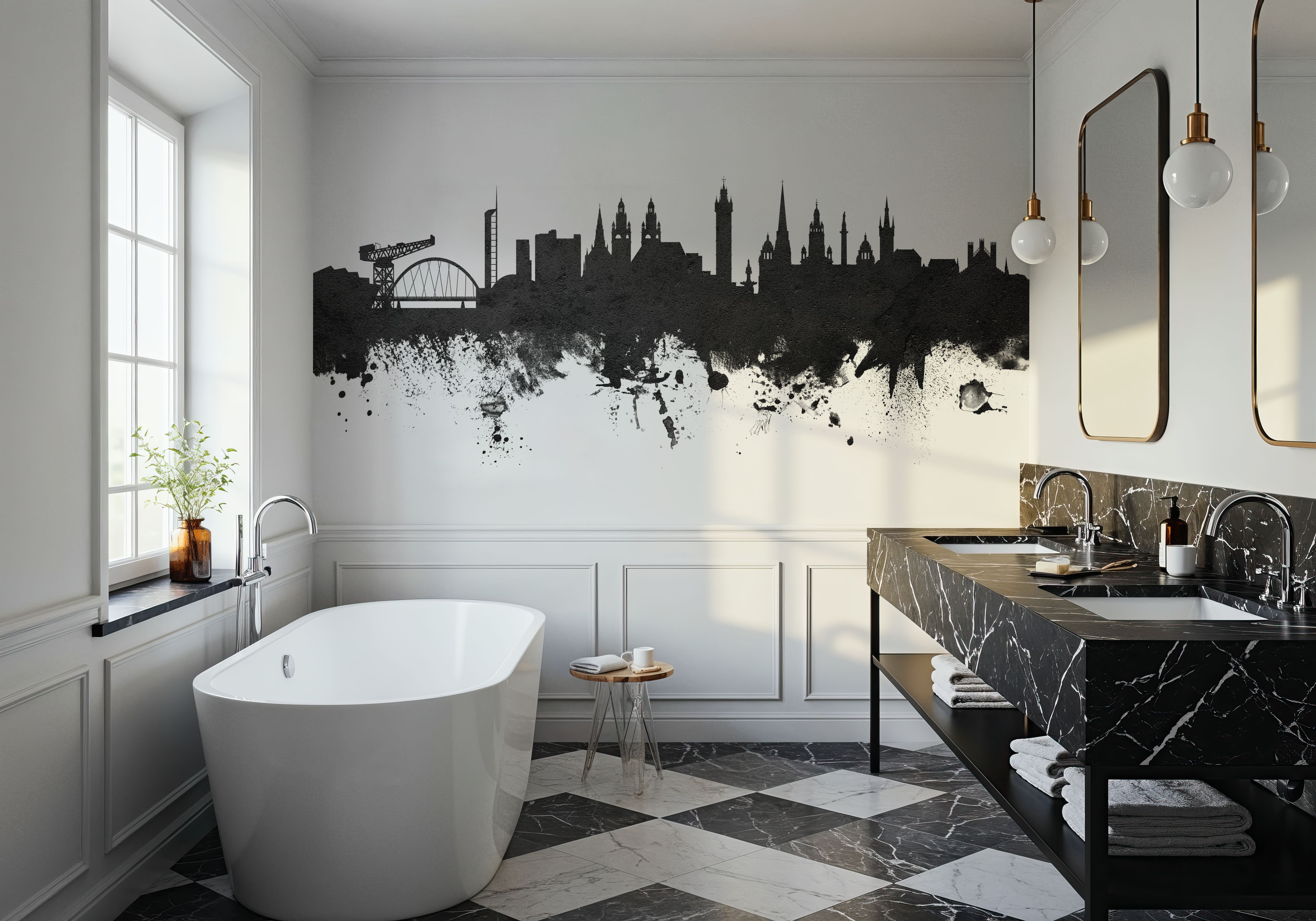 Glasgow Scotland Skyline Black & White