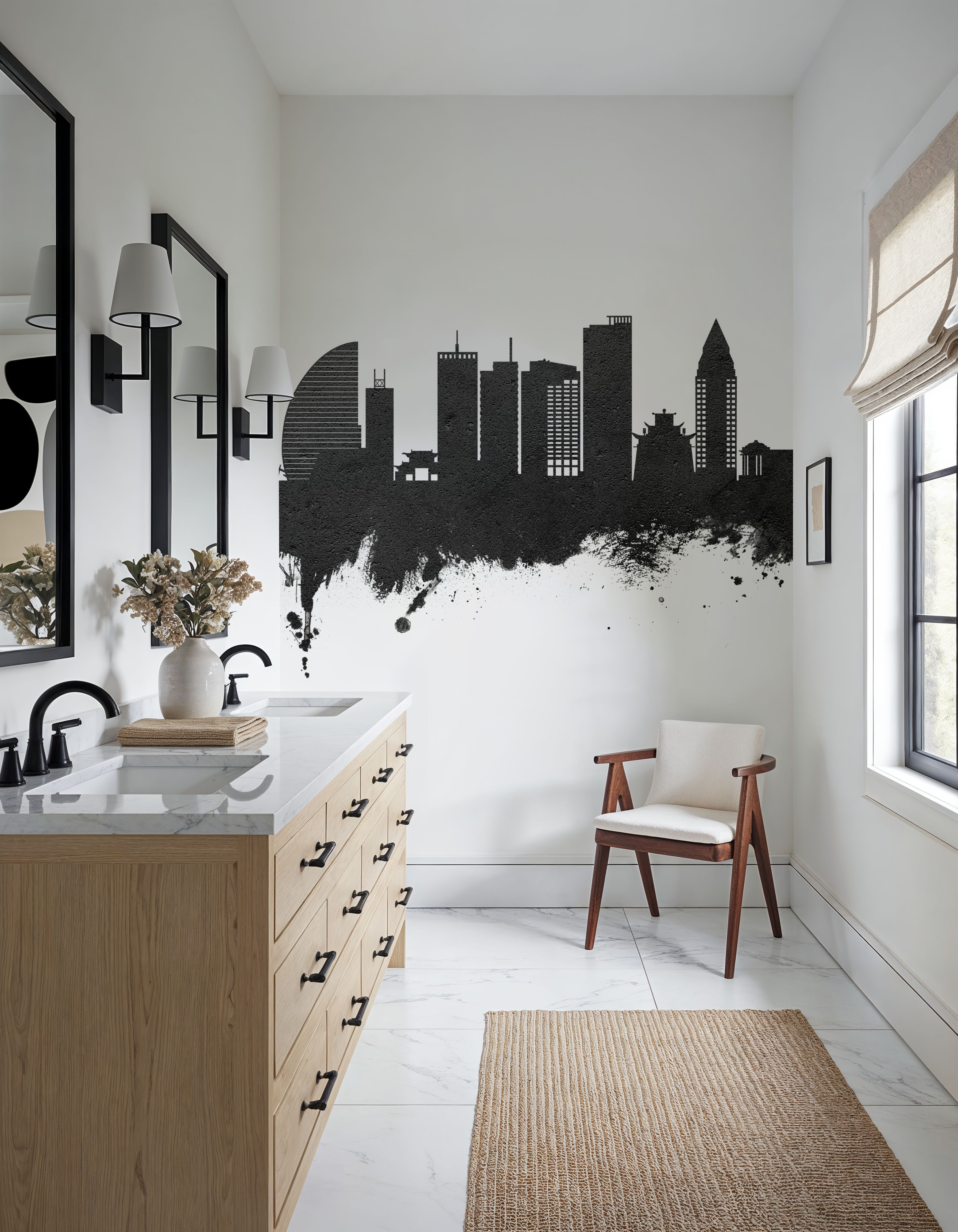 Ulaanbaatar Mongolia Skyline Black & White