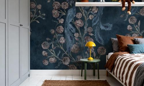 Peacock and Peony Chinoiserie Navy