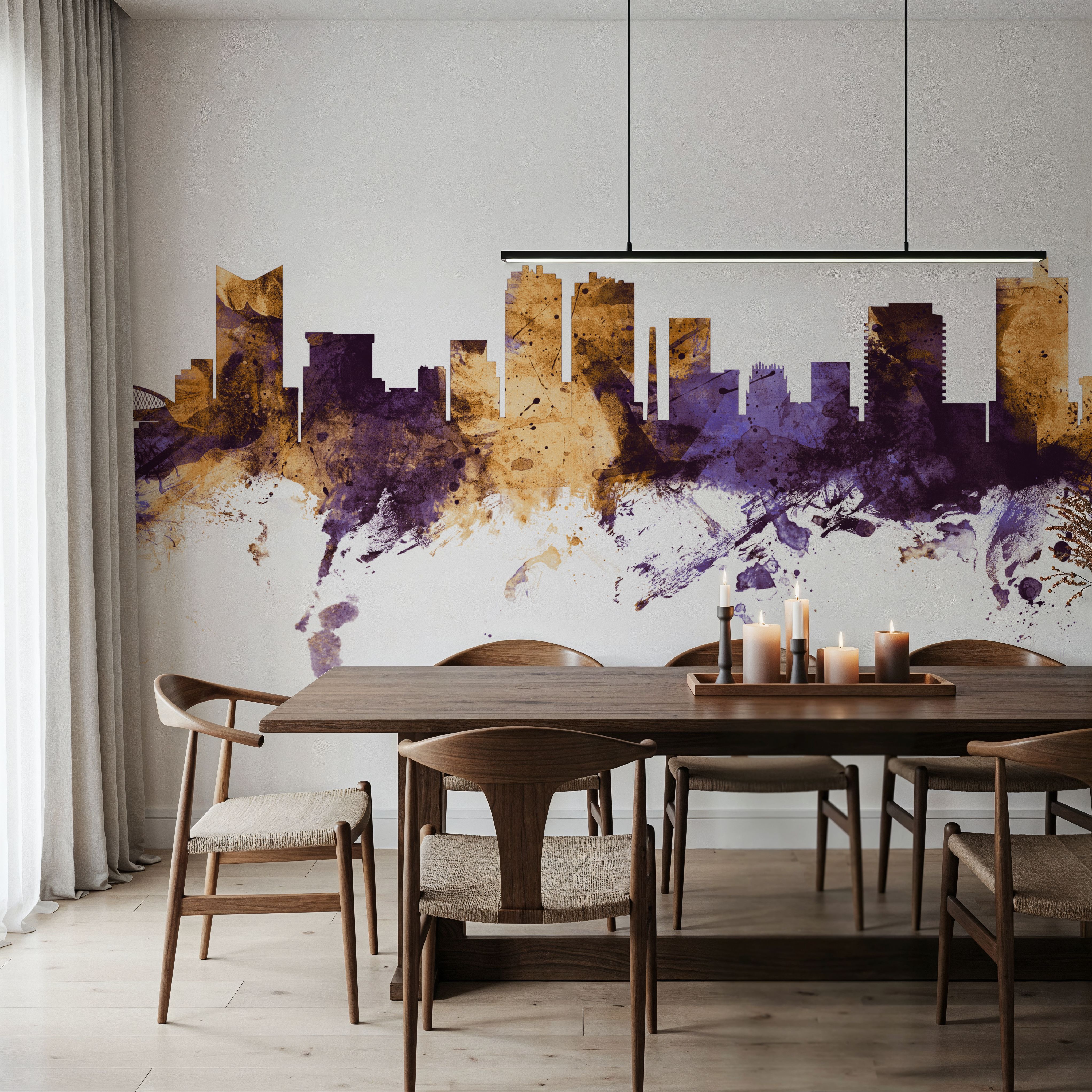 Fort Worth texas Skyline Purple & Gold