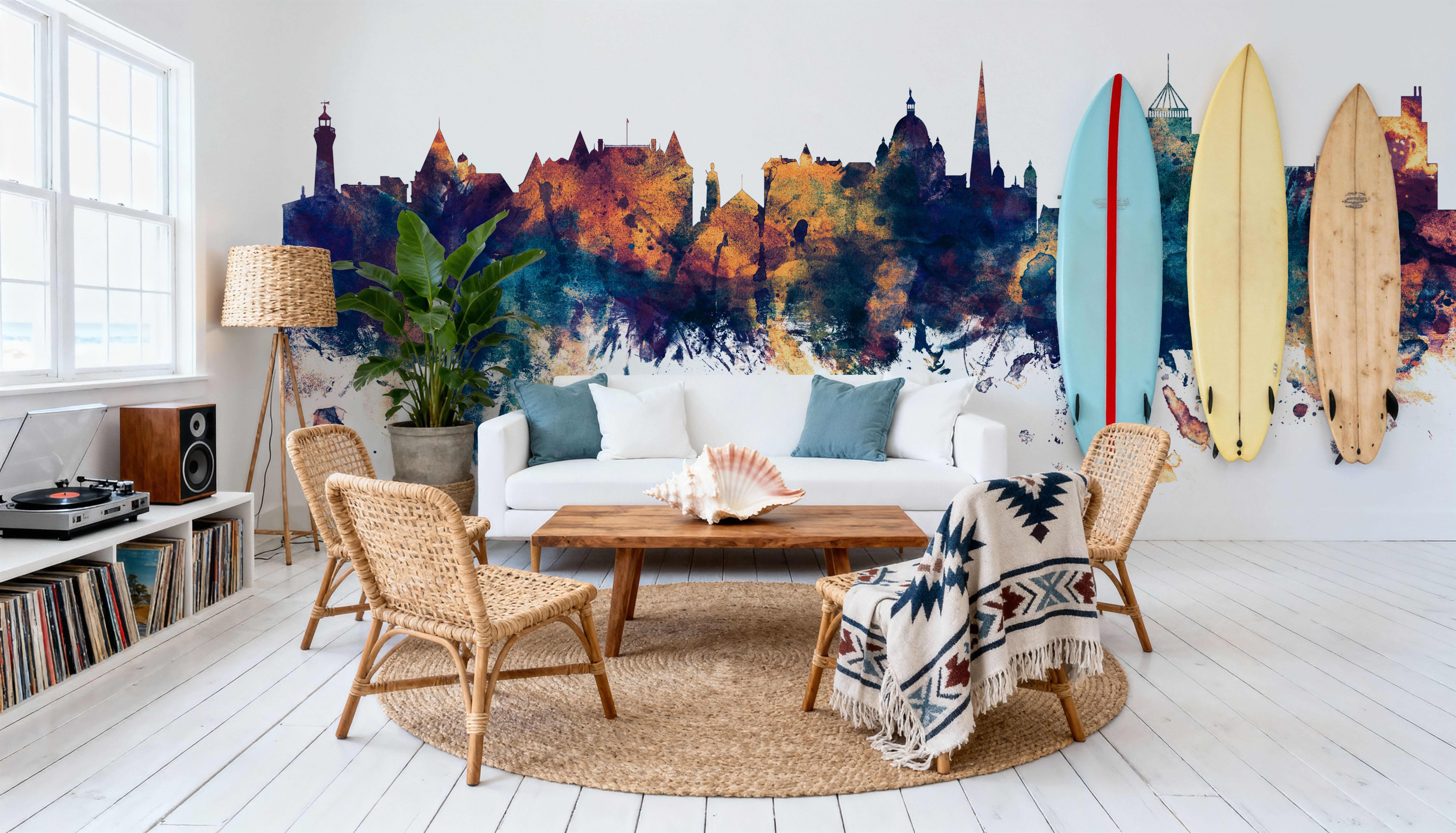 Victoria Canada Skyline Blue & Bronze, Tapeten