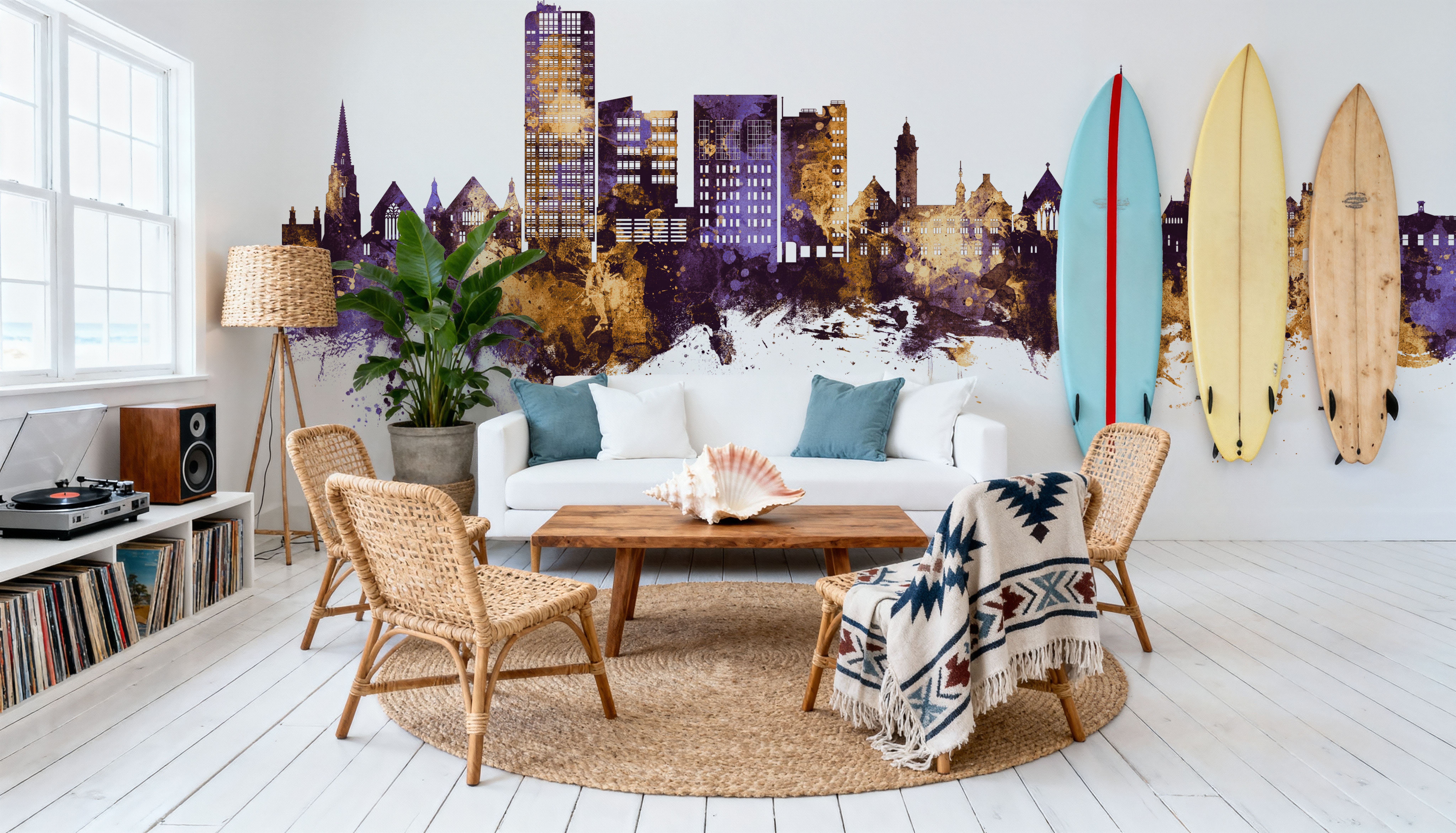 Swindon England Skyline Purple & Gold, Wallpaper