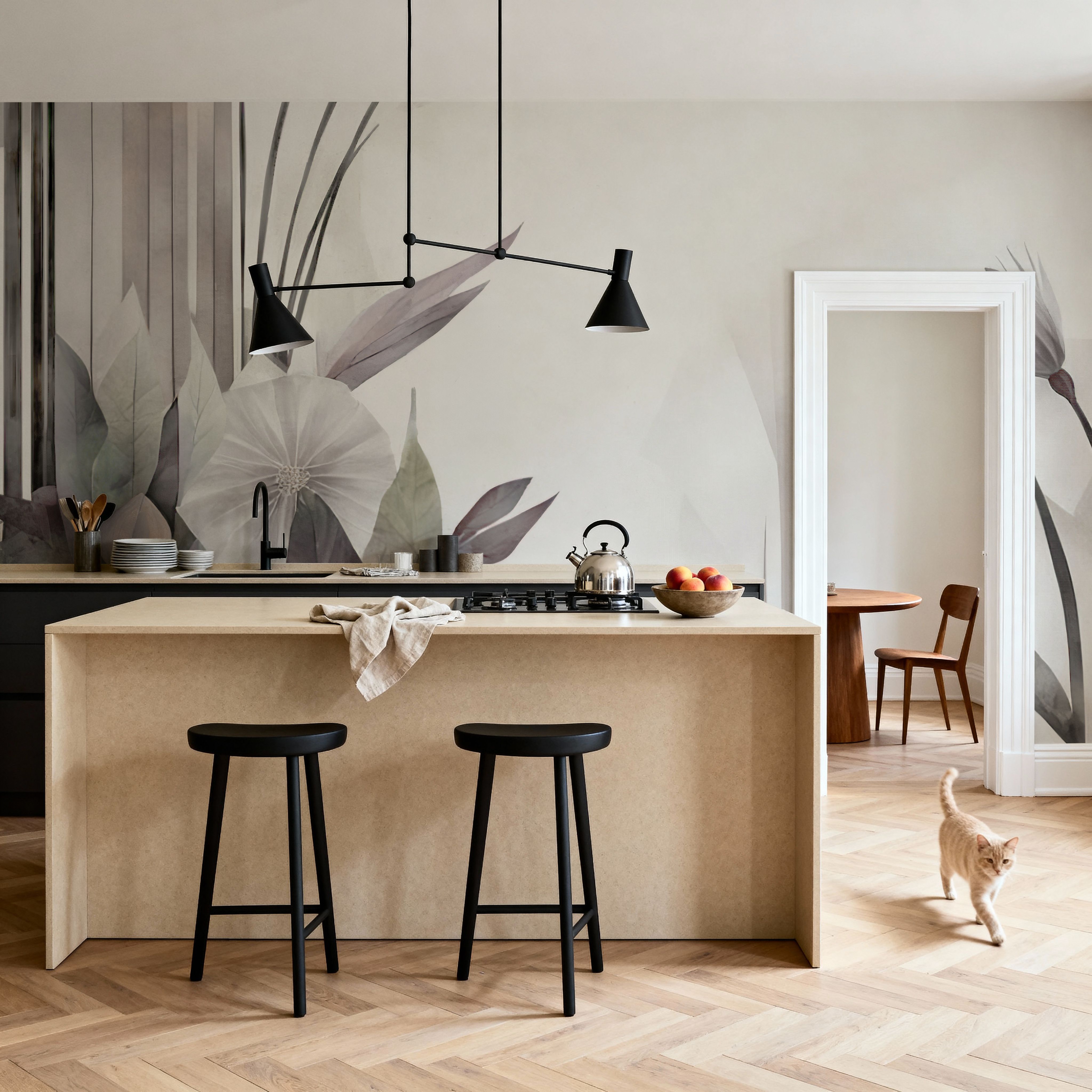 Floral Watercolor Abstract Gray