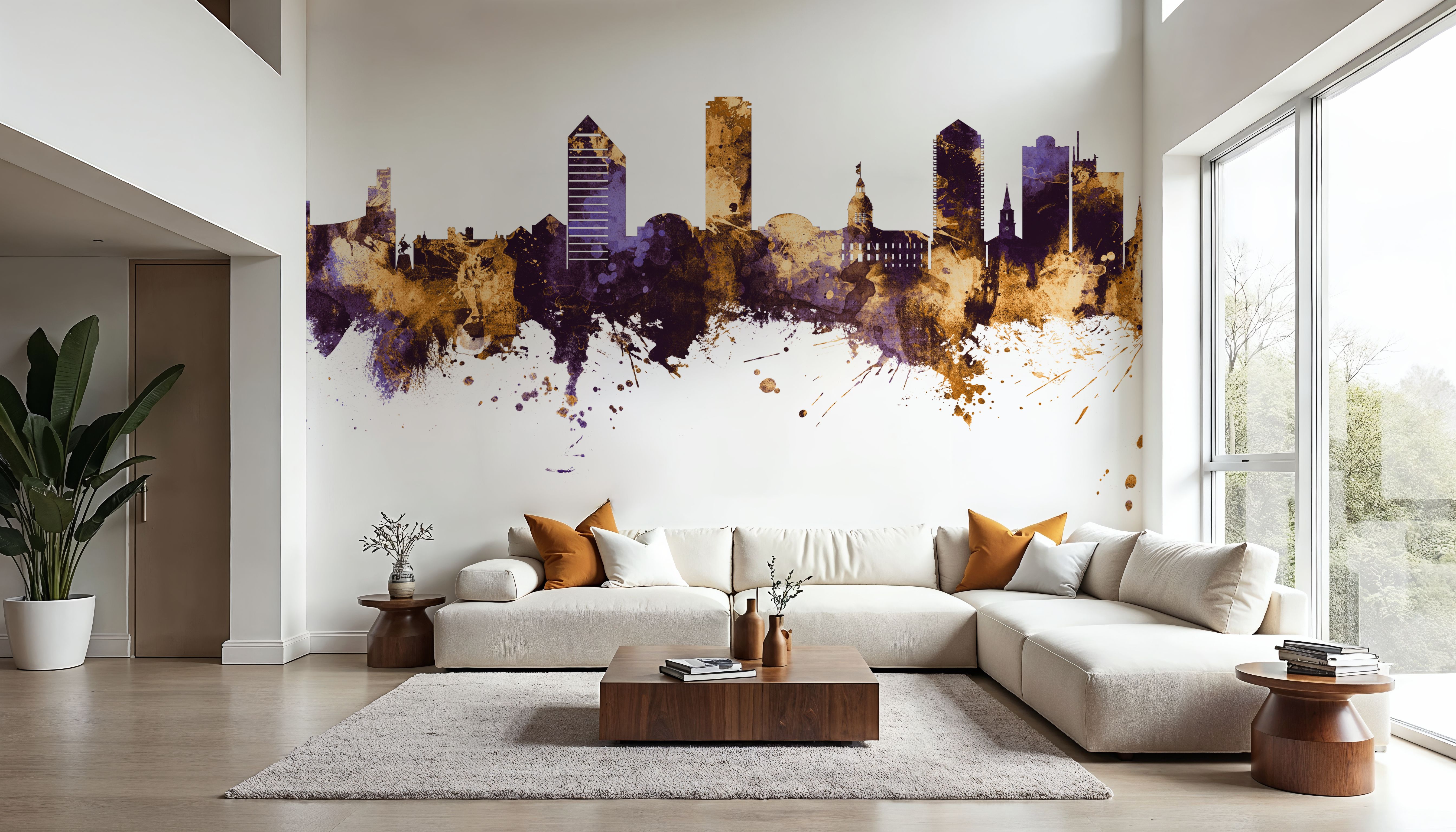 Tallahassee Florida Skyline Purple & Gold, Wallpaper
