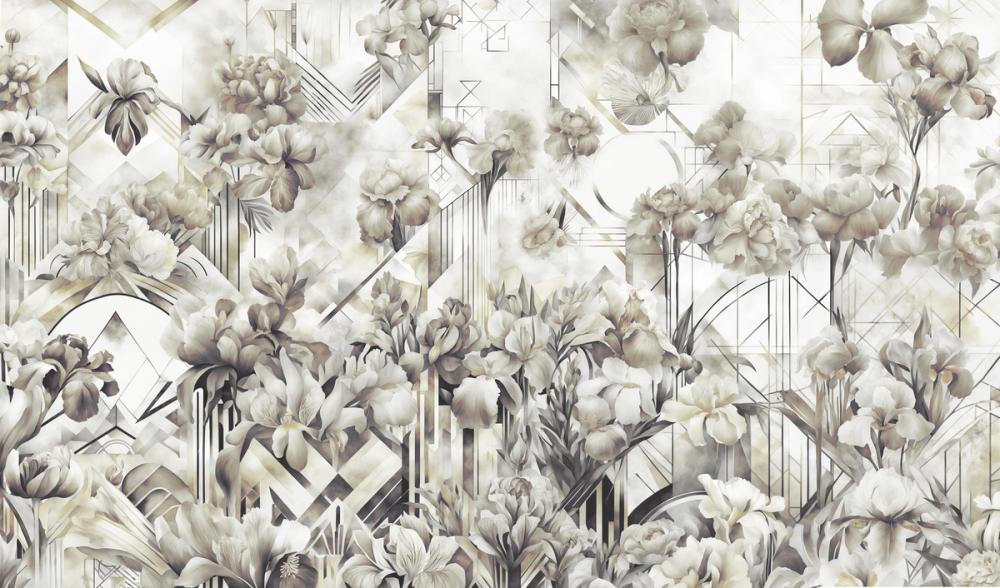 Watercolor Irises Green