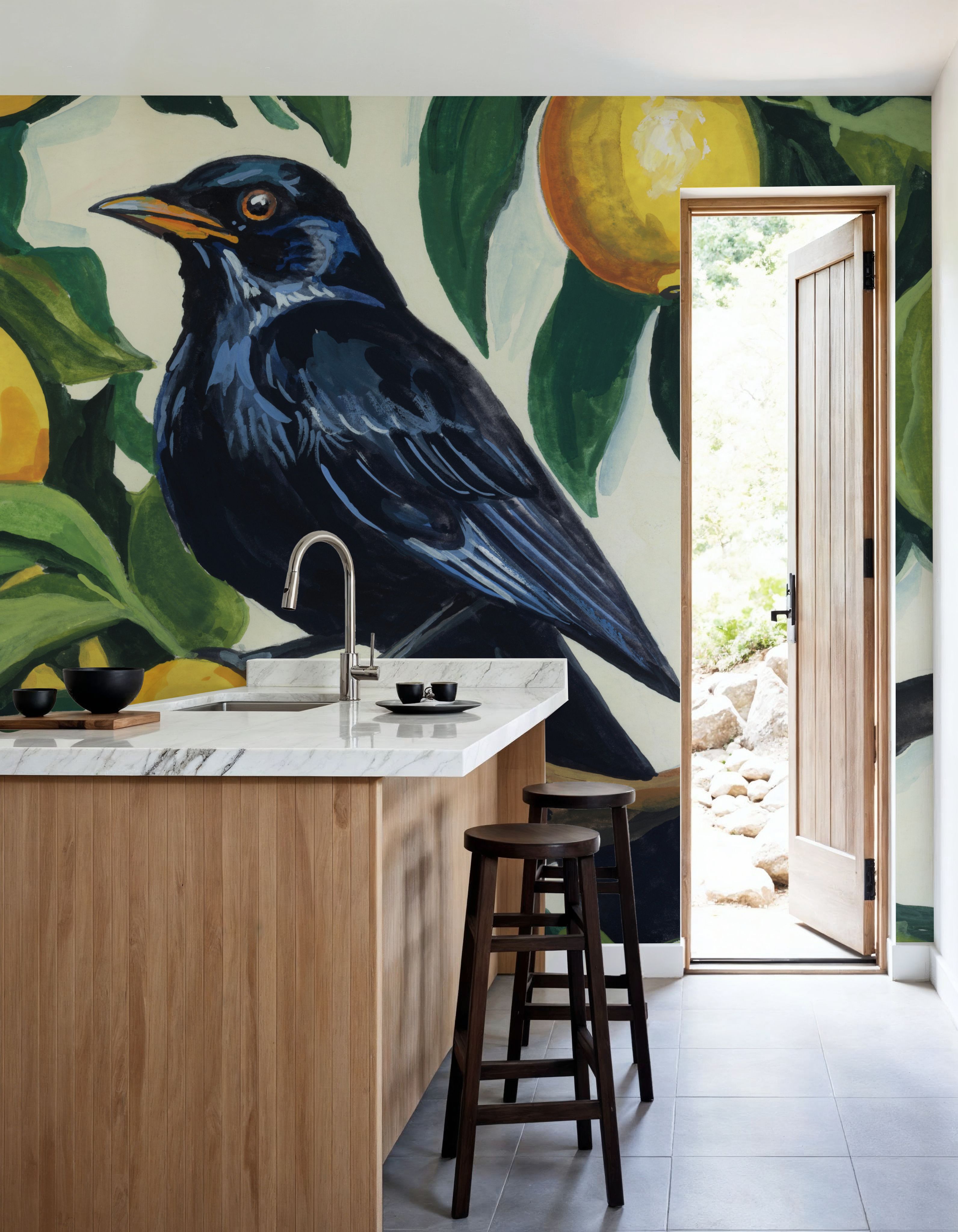 Bird with Lemon Branch