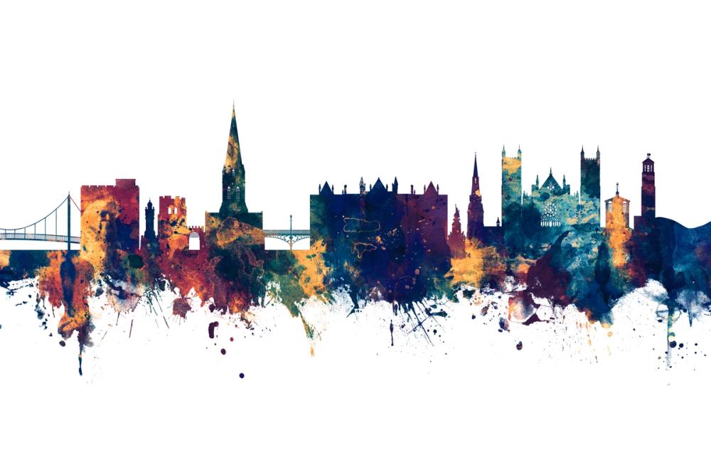 Exeter England Skyline Blue & Bronze