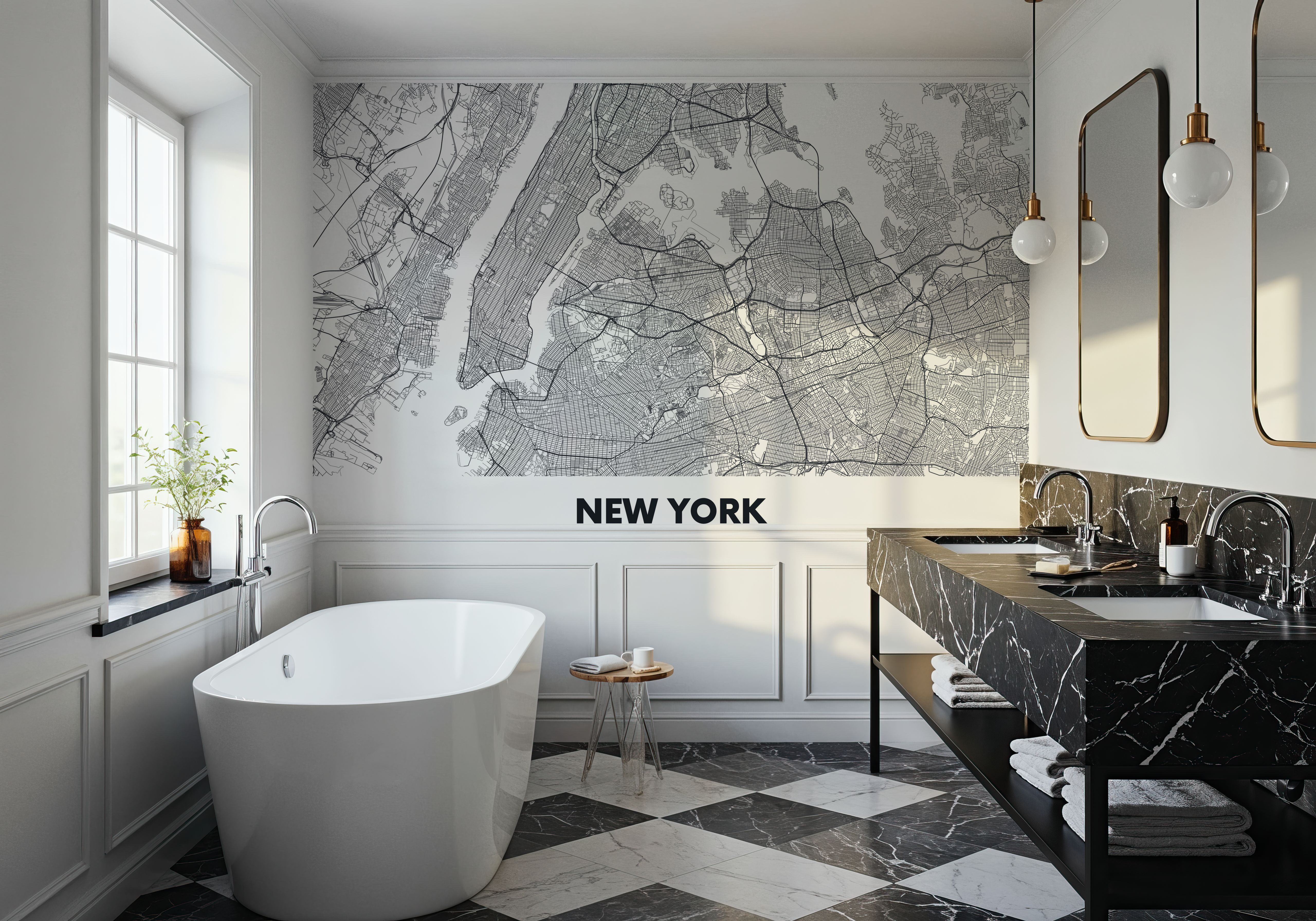 Map of New York, Carte da parati