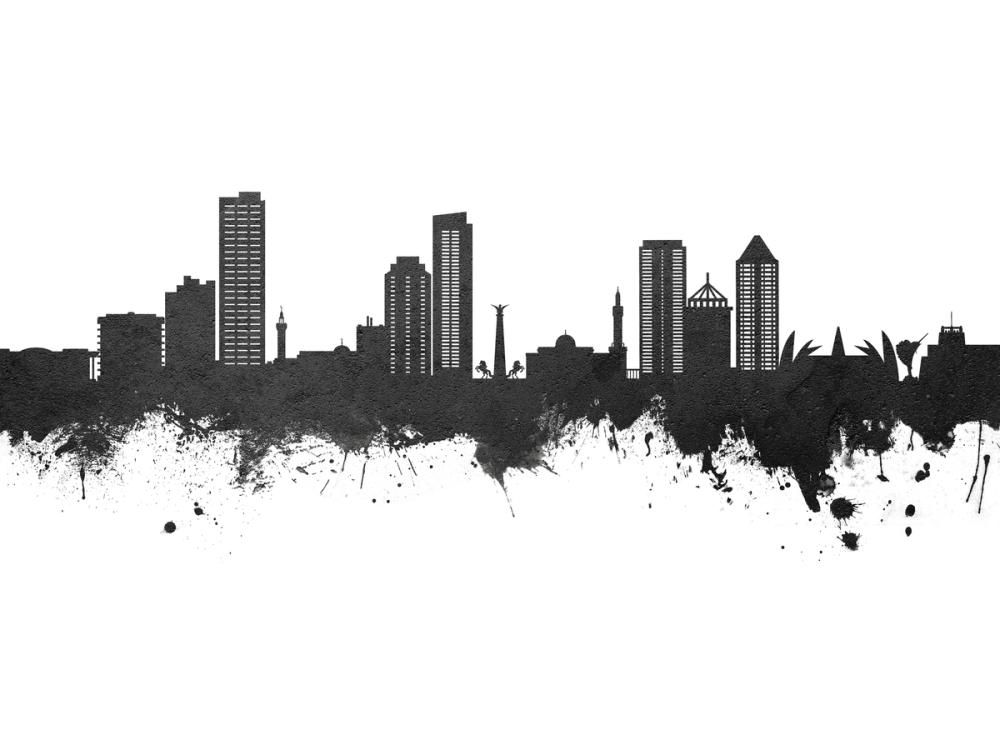 Umm Al Quwain Skyline Black & White