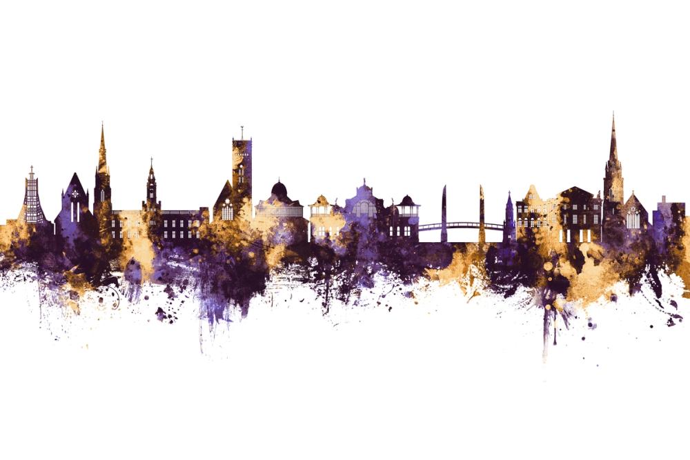 Torquay England Skyline Purple & Gold