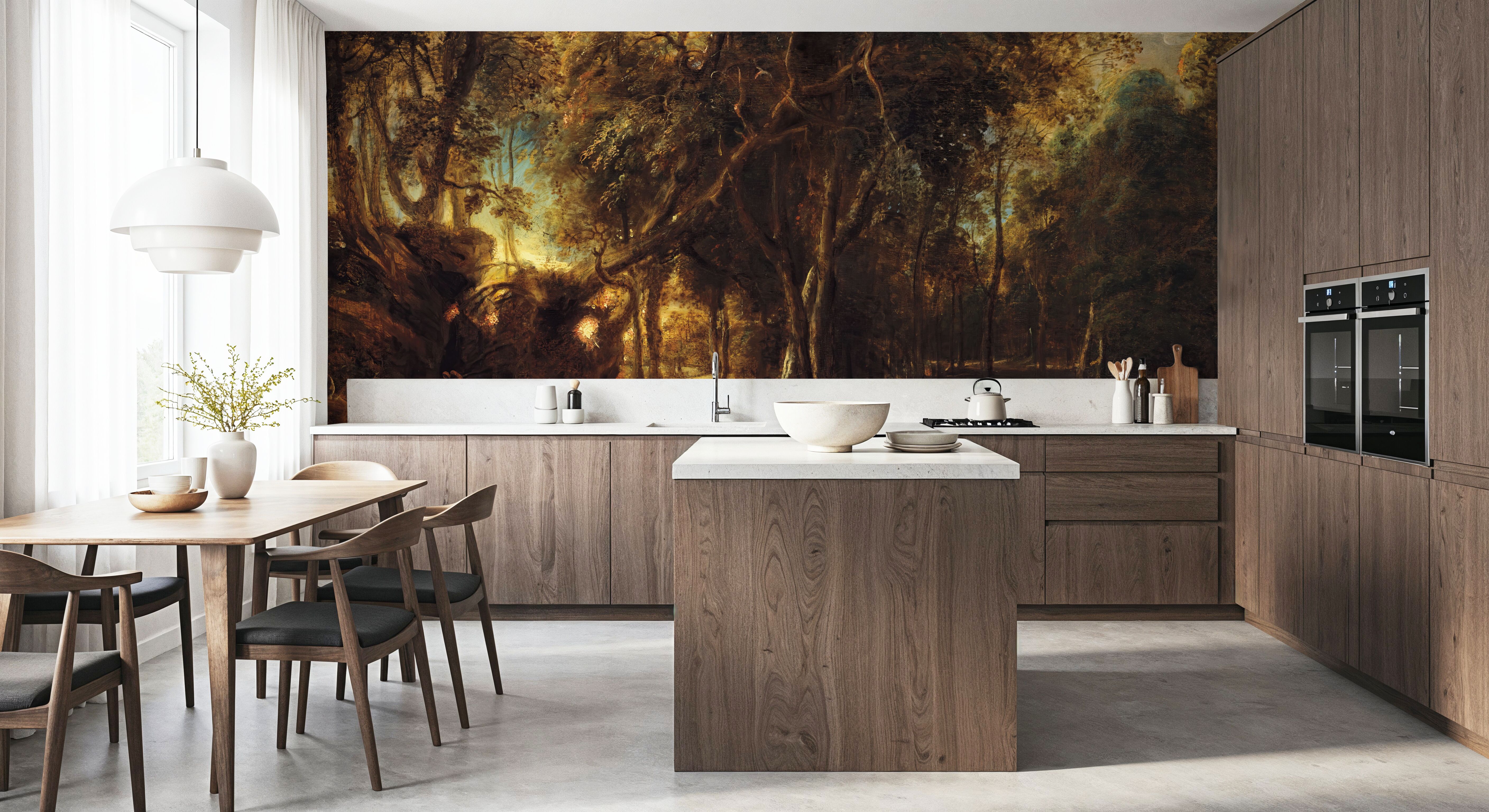 A Forest at Dawn with a Deer Hunt