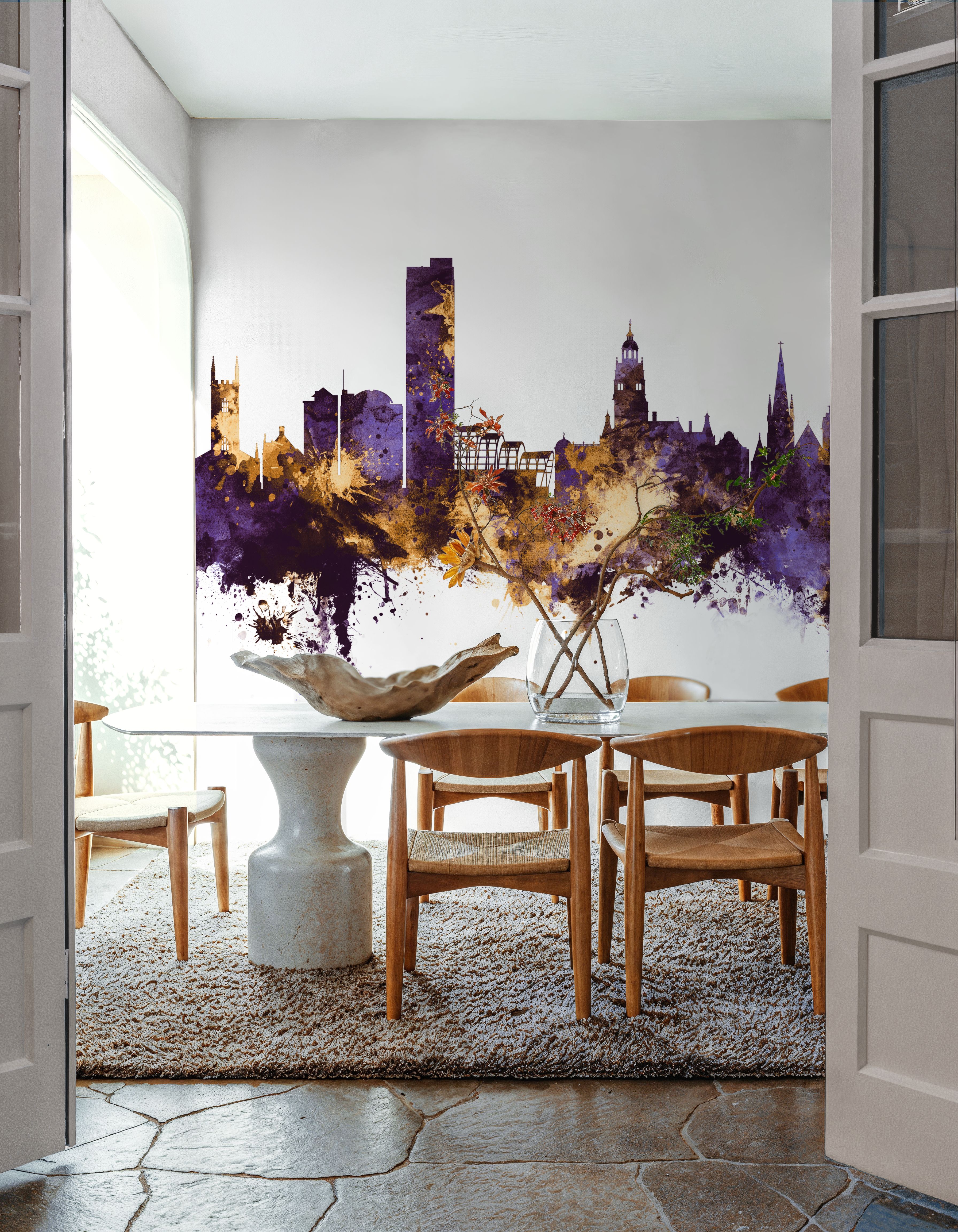 Sheffield England Skyline Purple & Gold
