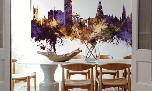 Sheffield England Skyline Purple & Gold