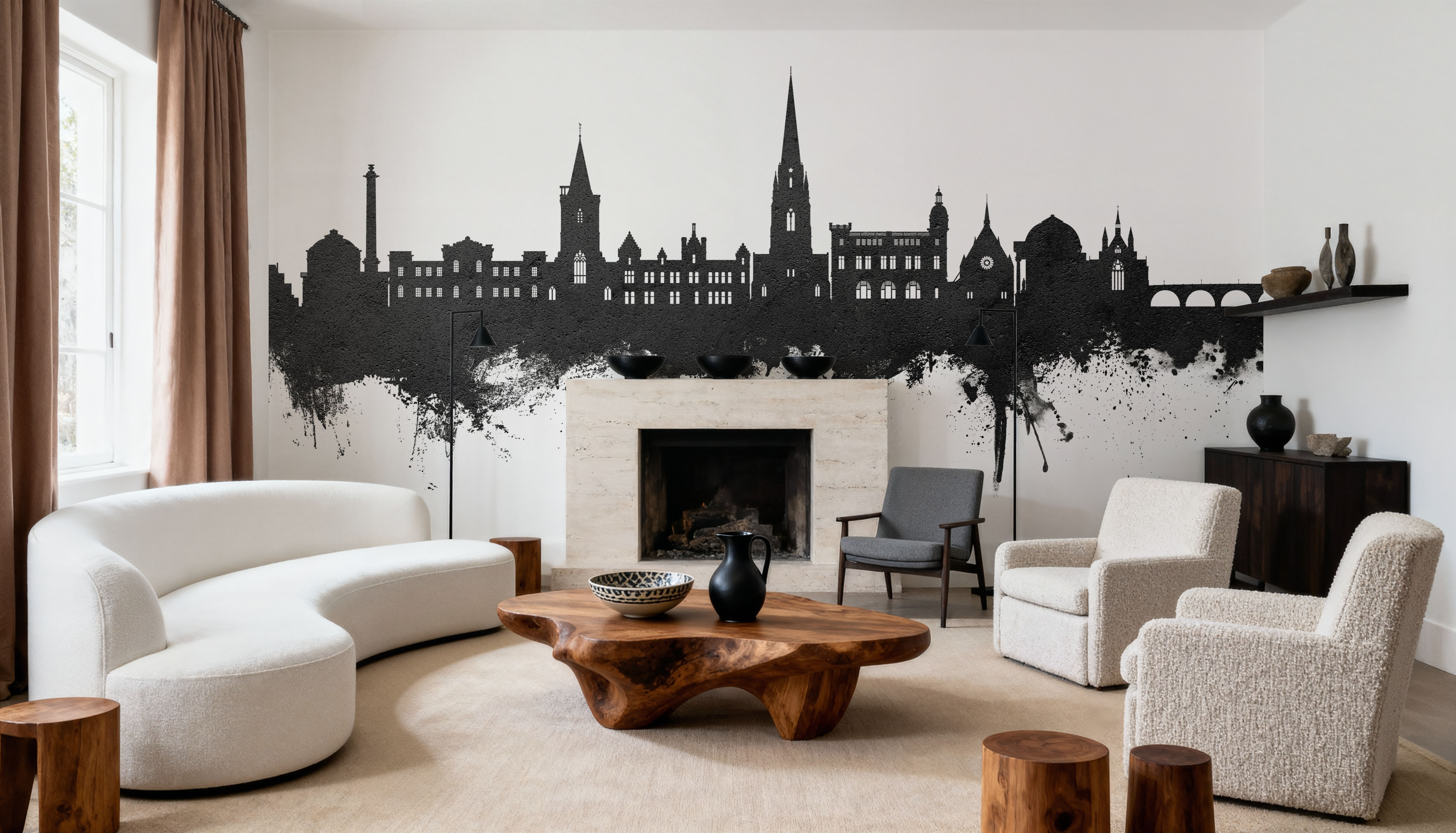 Perth Scotland Skyline Black & White, Tapeten