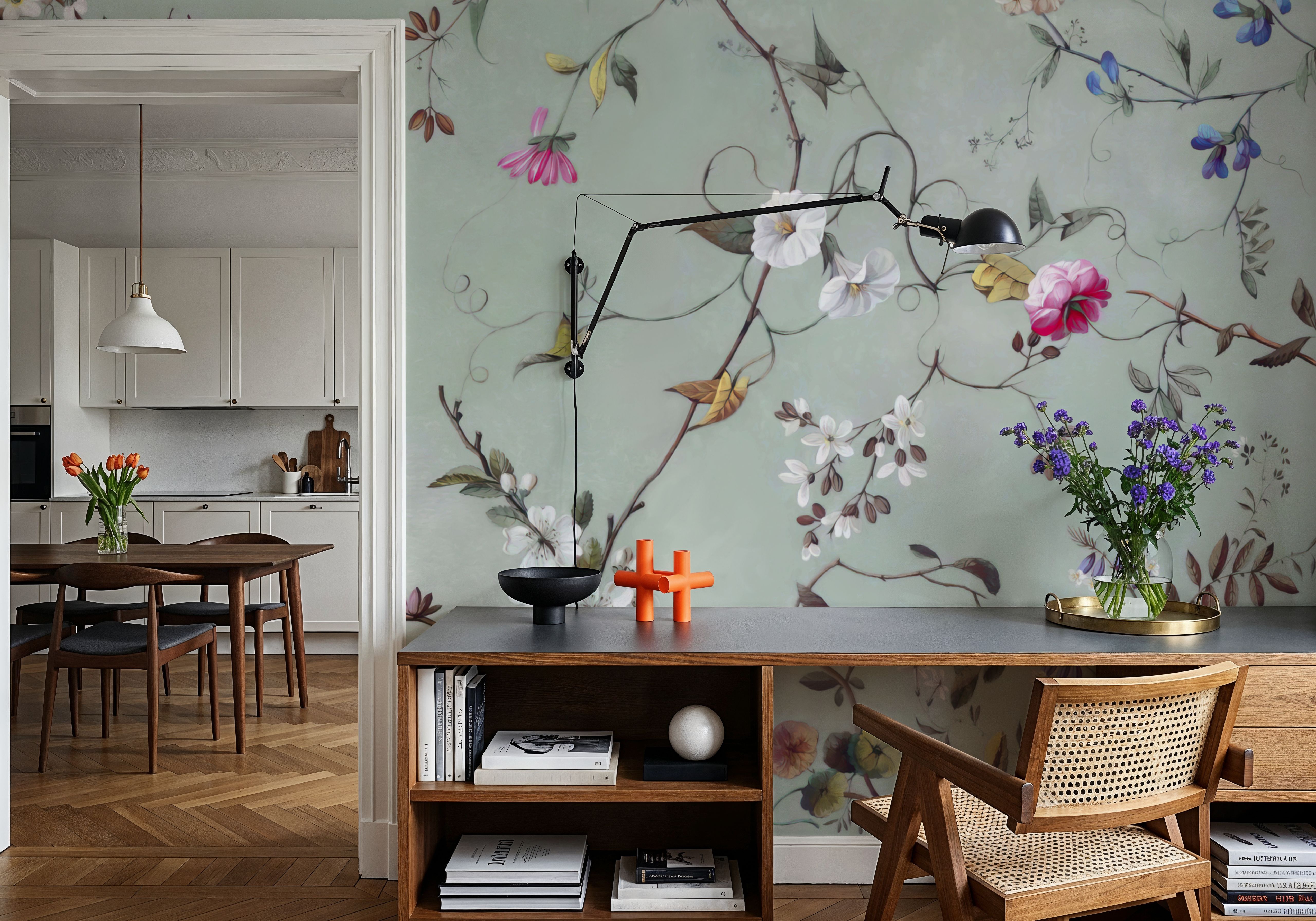Floral Heaven, Vibrant on Sage
