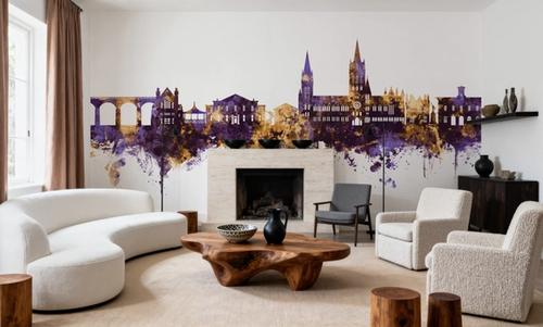 Truro England Skyline Purple & Gold