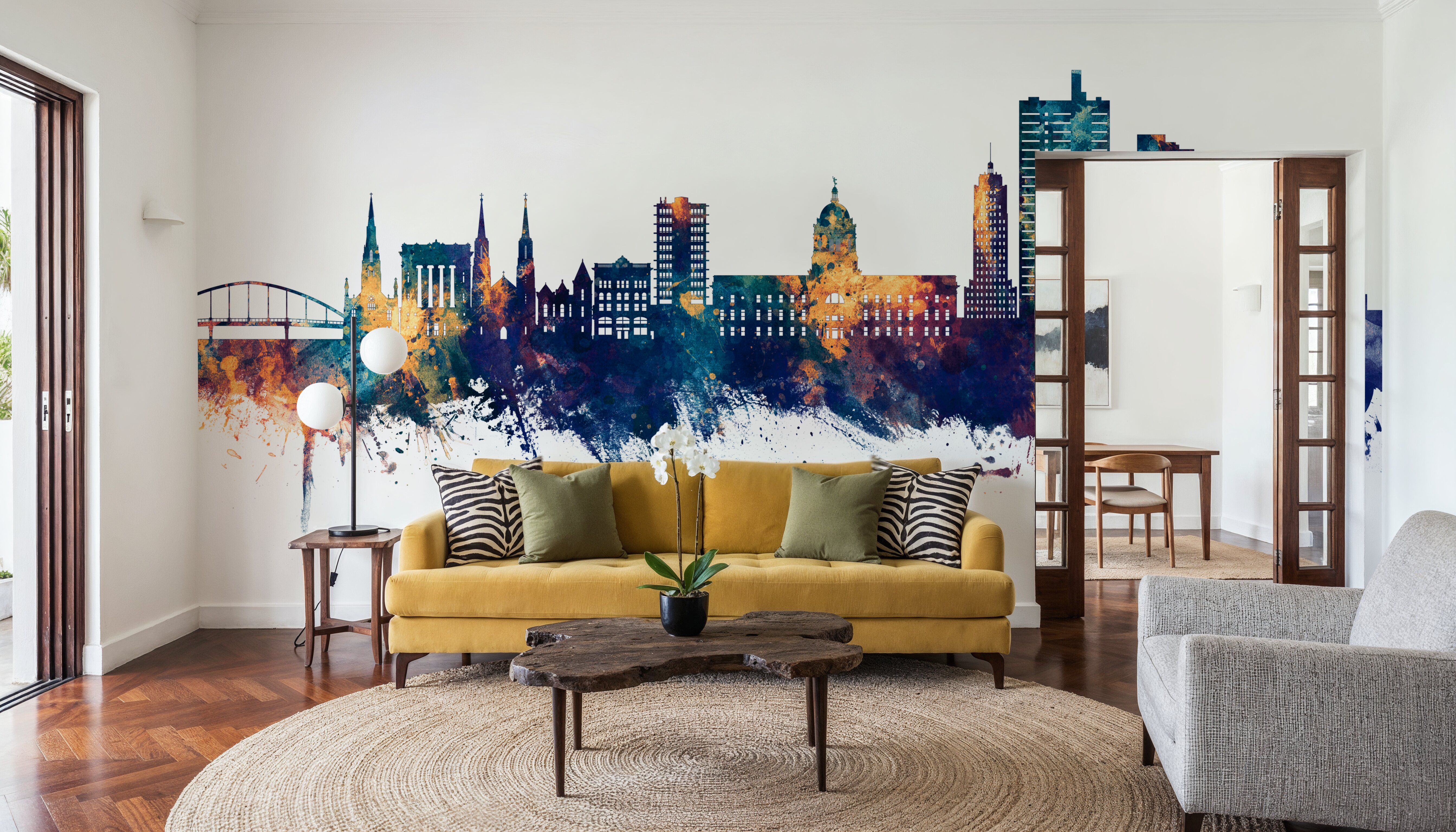 Fort Wayne Indiana Skyline Blue & Bronze