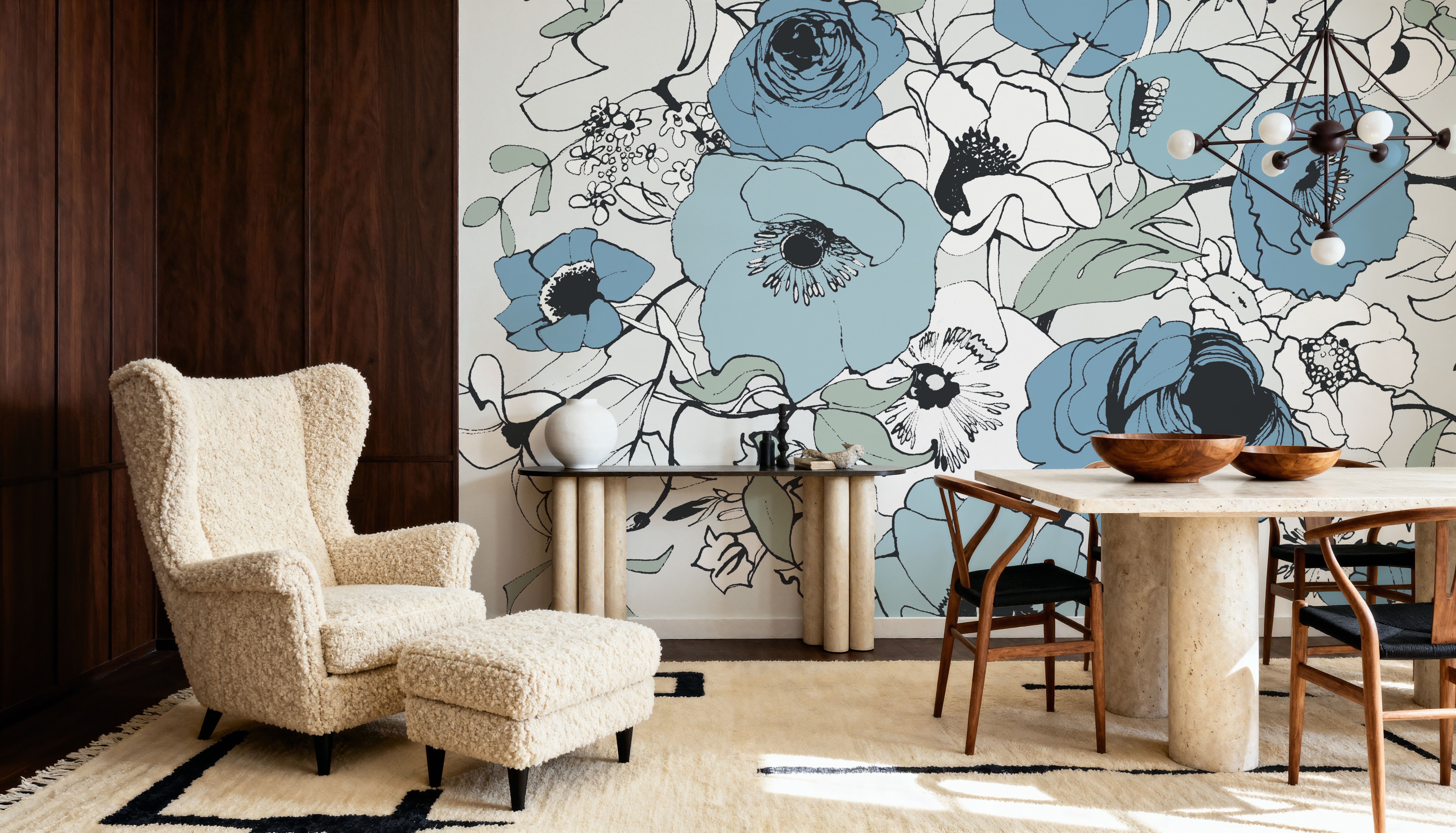 Watercolor Black Lined Poppies Mix