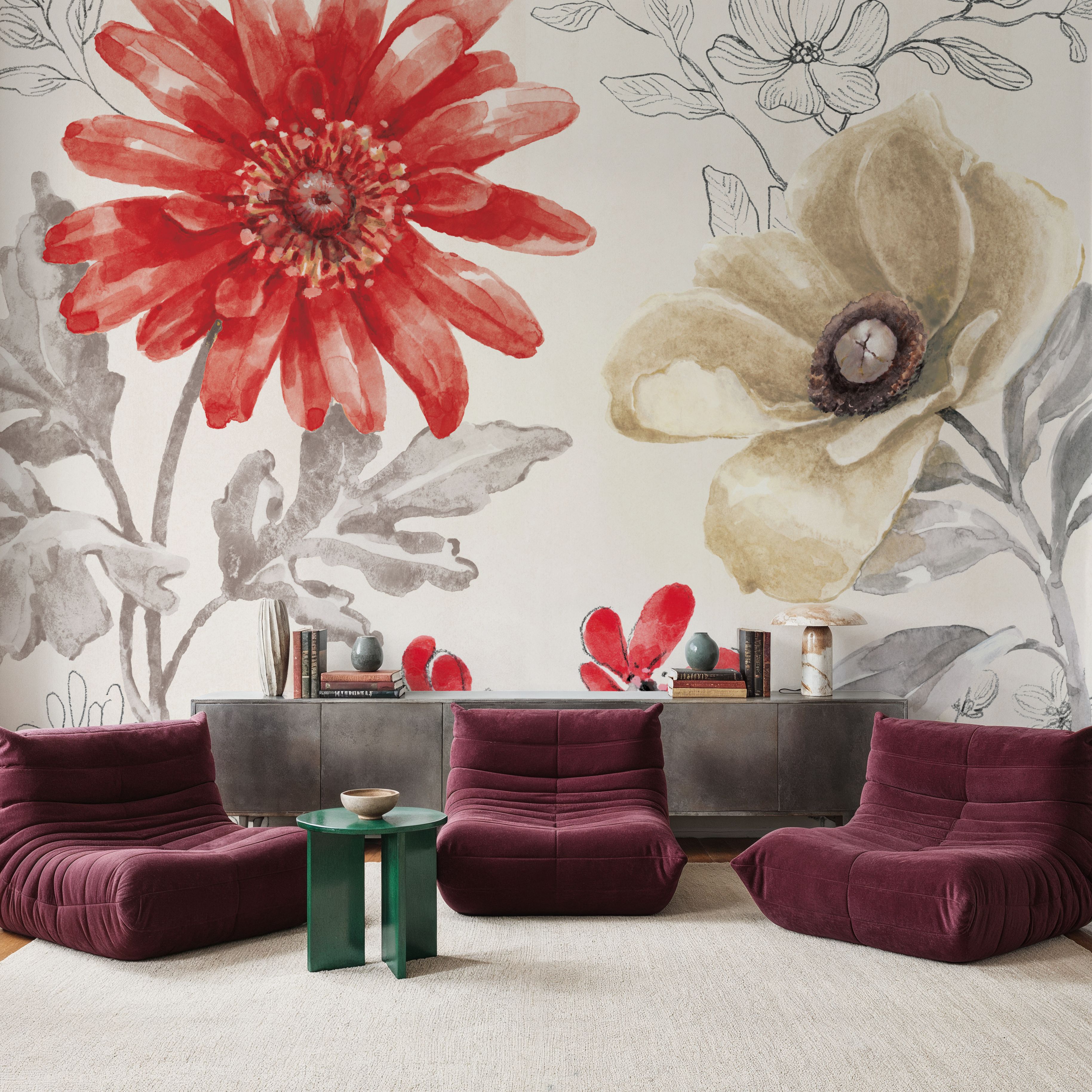 Wall Mural - Flora Toile II - Bedroom - Wallism US - Premium, Textured or Peel & Stick