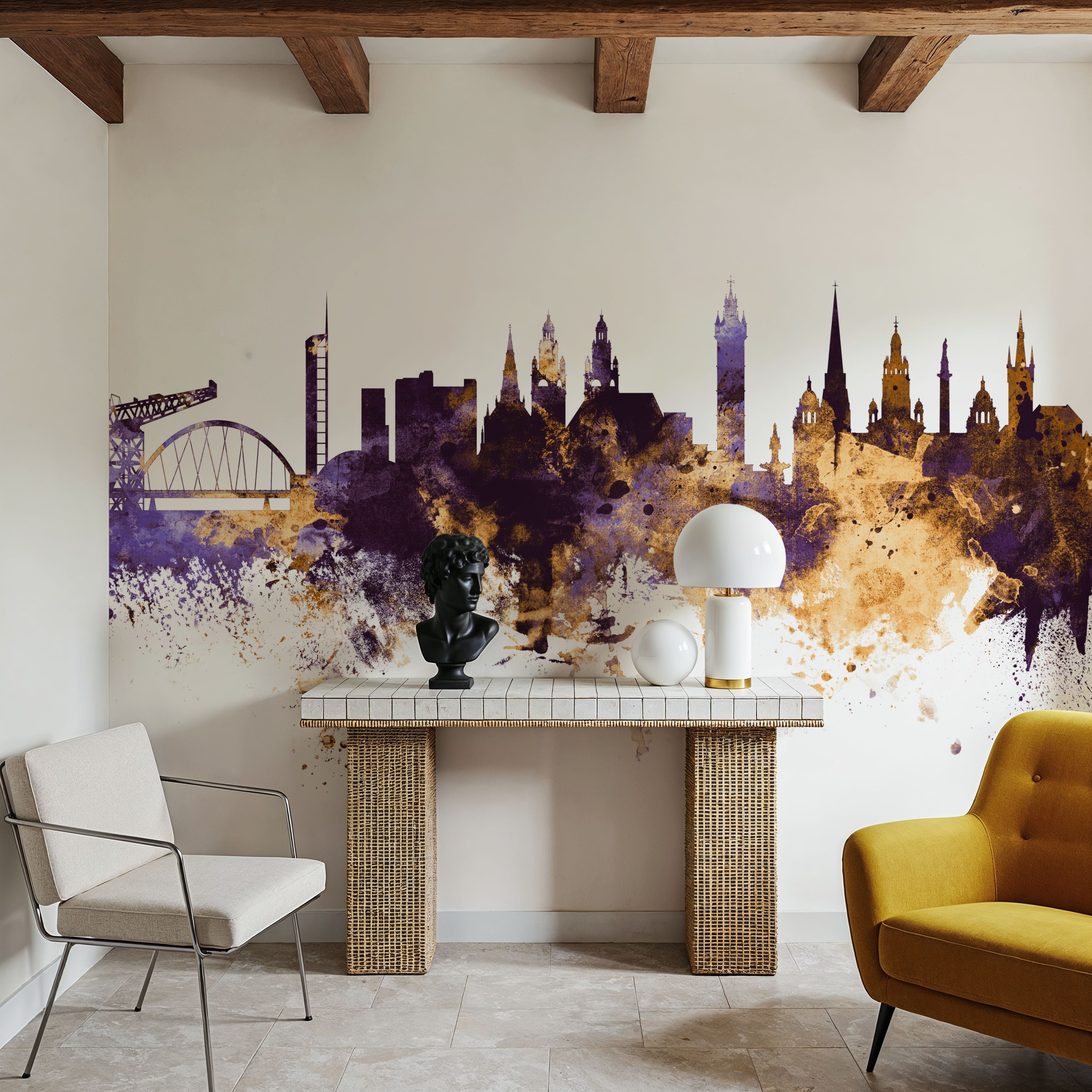 Glasgow Scotland Skyline Purple & Gold