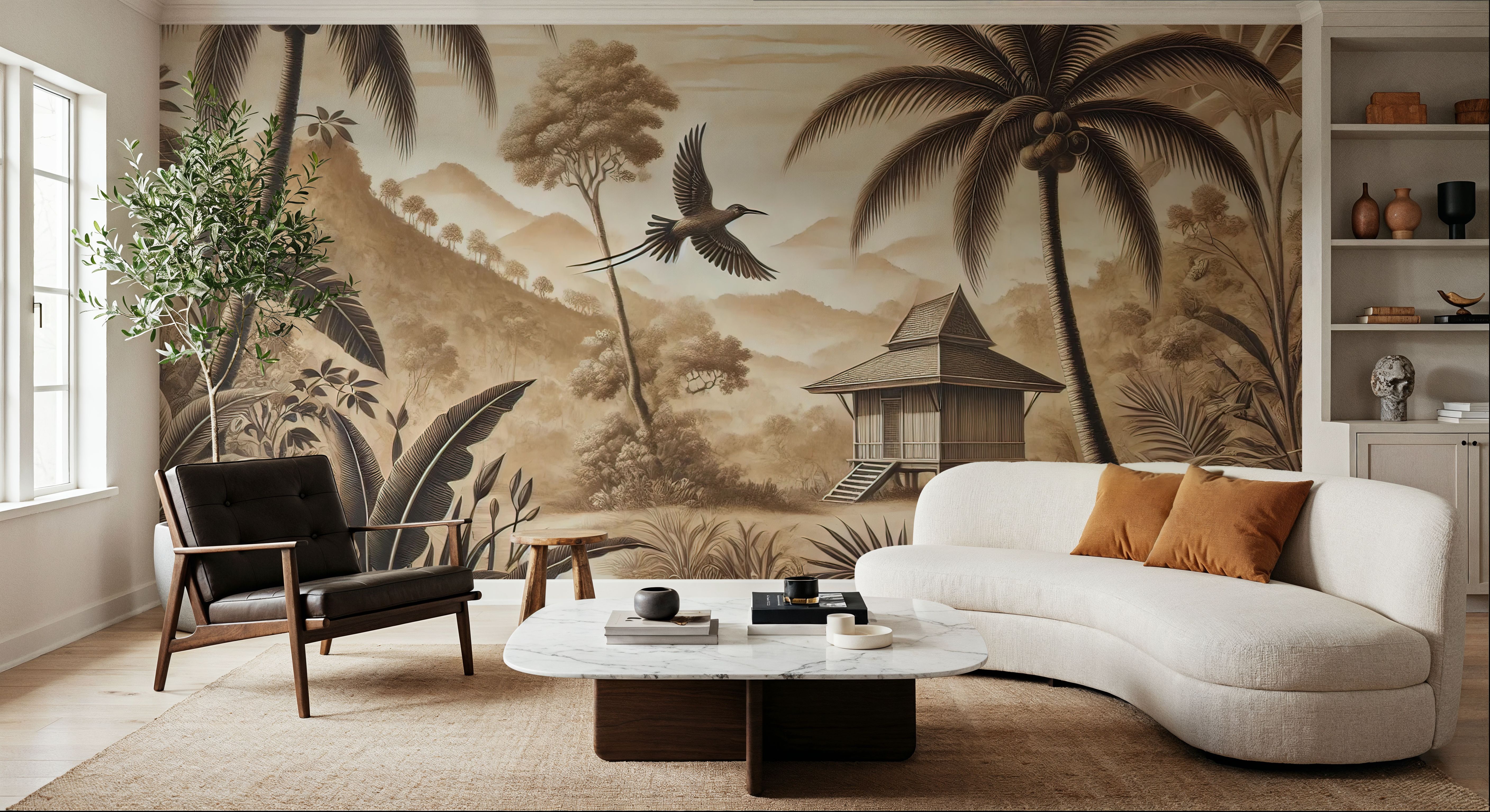 Bird Among Palms, Papel pintado