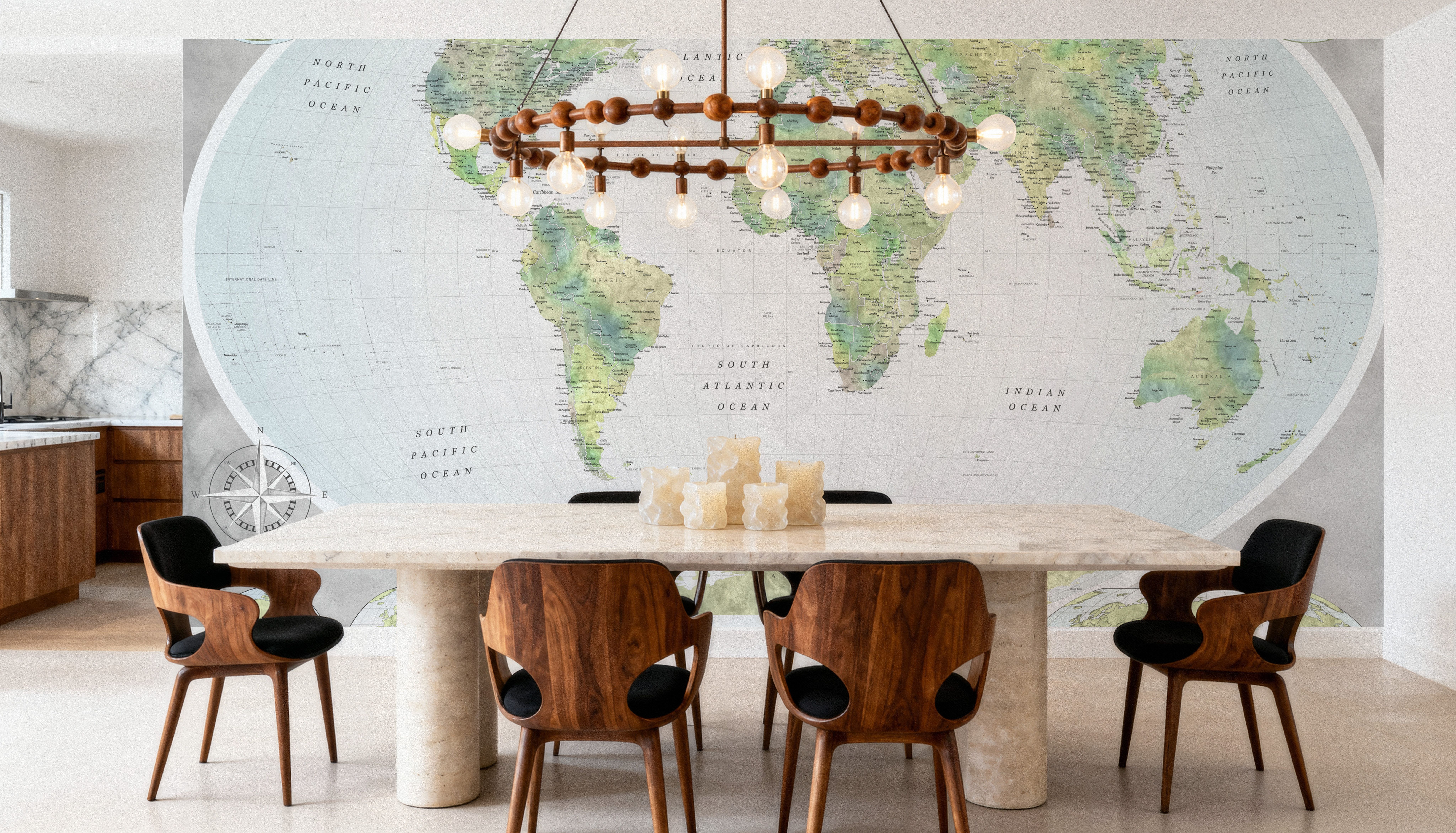 World Map Atlas Green