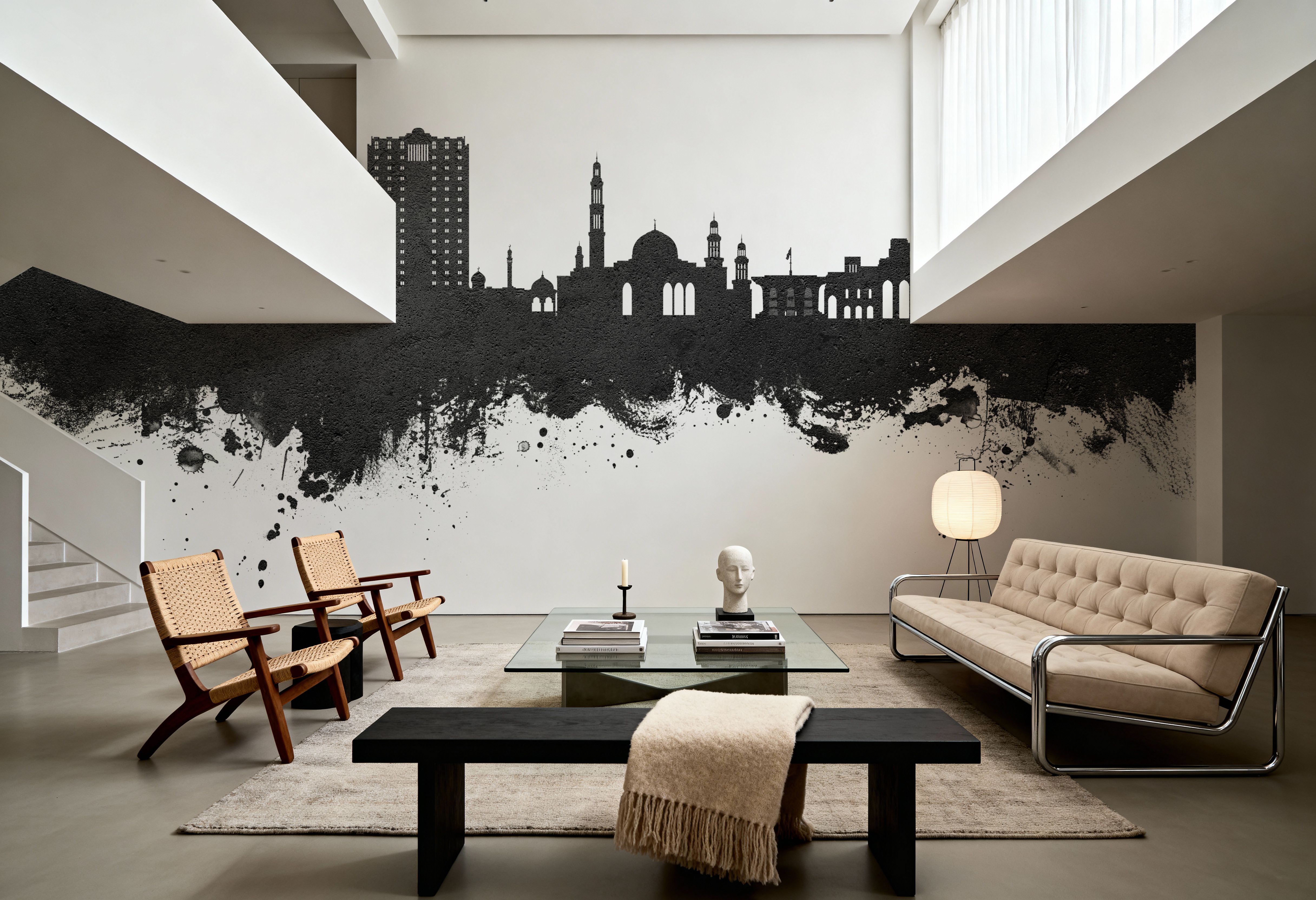 Muscat Oman Skyline Black & White, Wallpaper