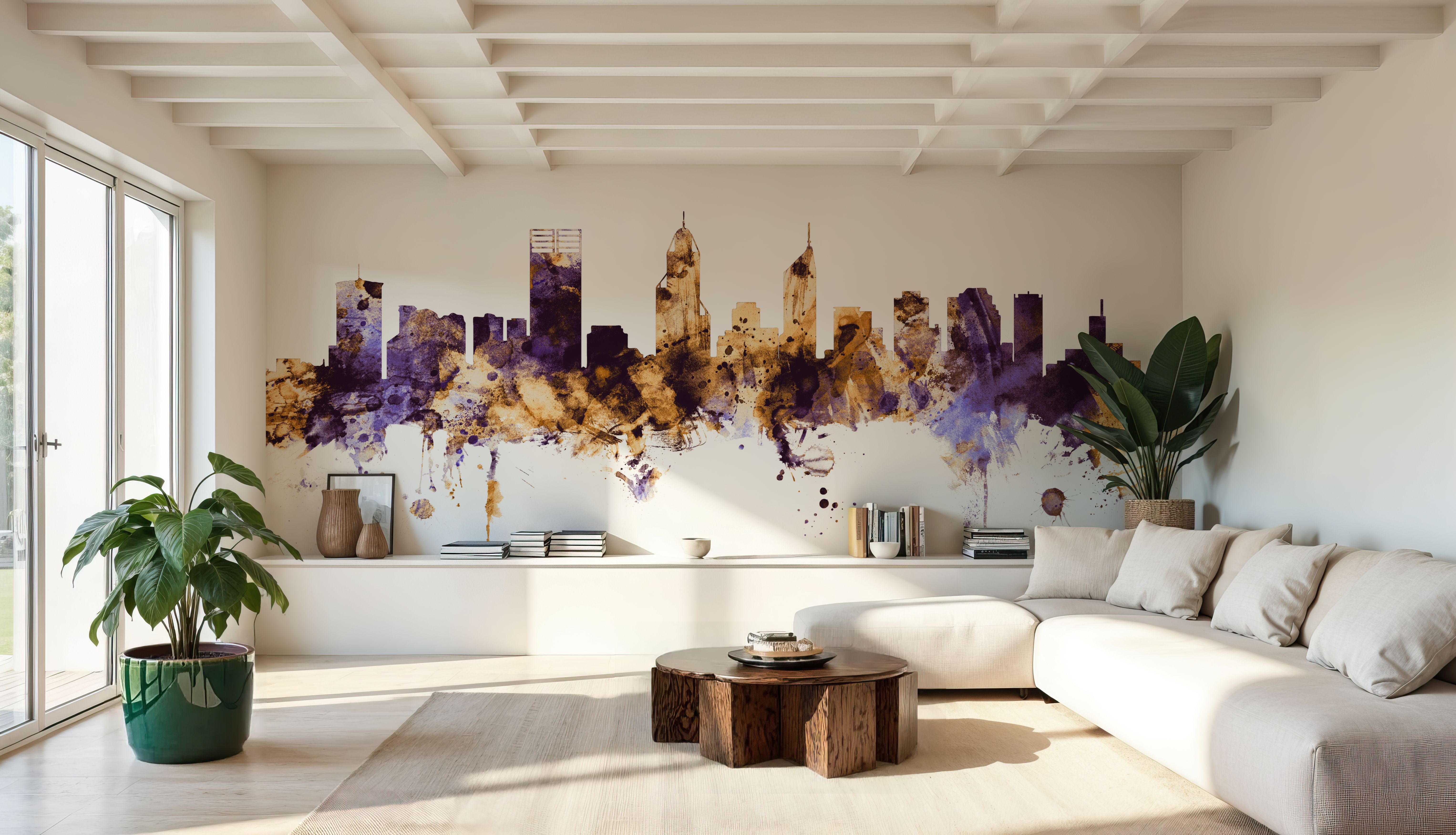 Perth Australia Skyline Purple & Gold