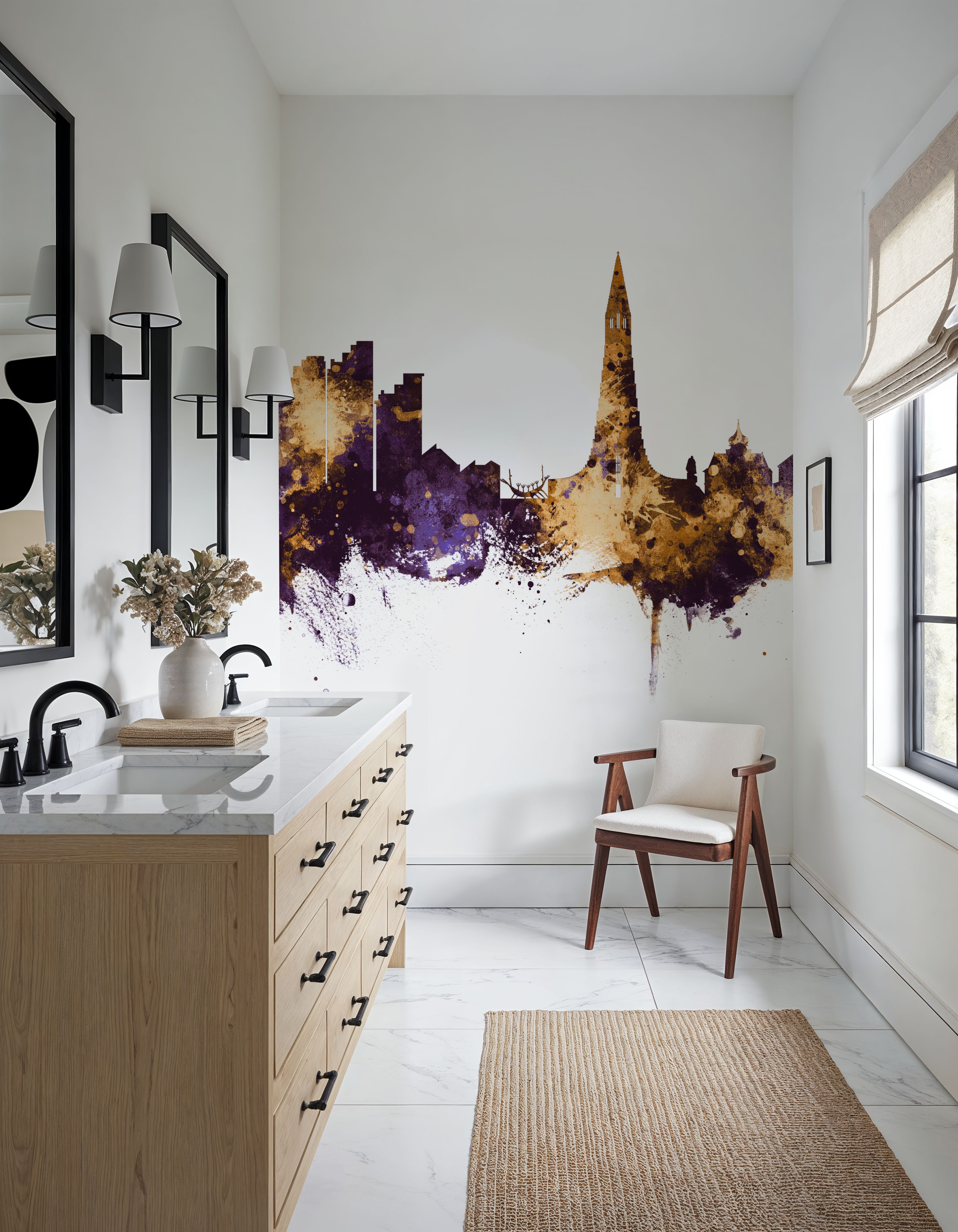 Reykjavík Skyline Purple & Gold