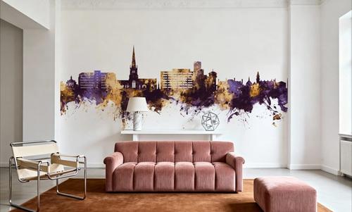 Solihull England Skyline Purple & Gold