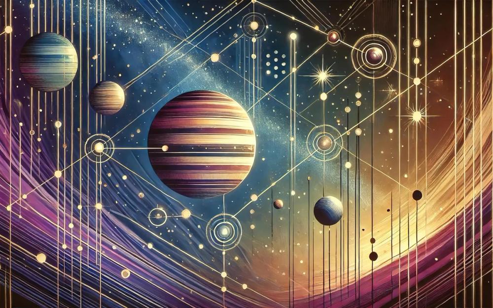 Galactic Harmony Scene in Art Deco