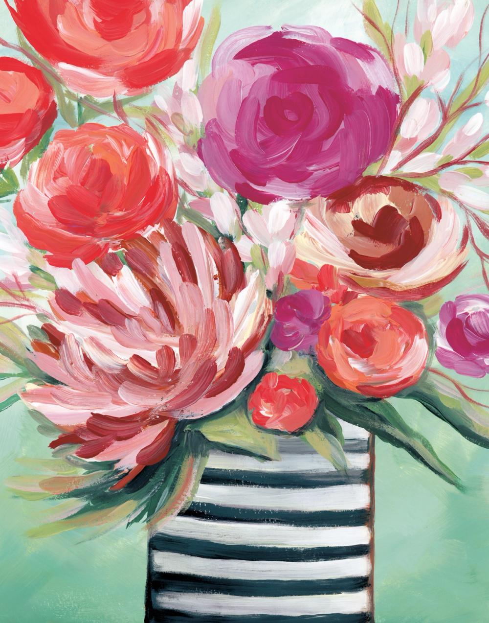 Spring Blooms in Striped Vase I