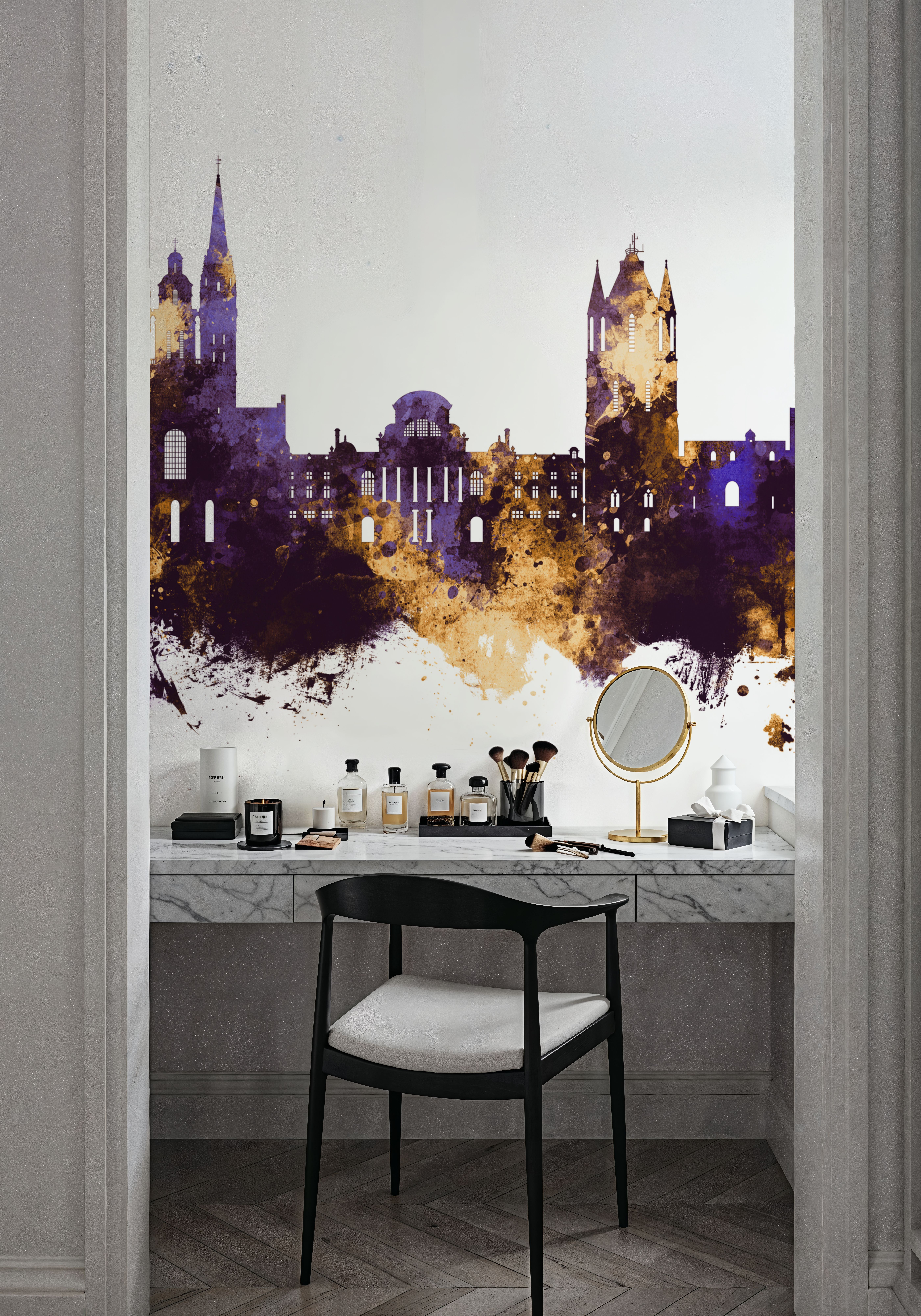 Angers France Skyline Puple & Gold