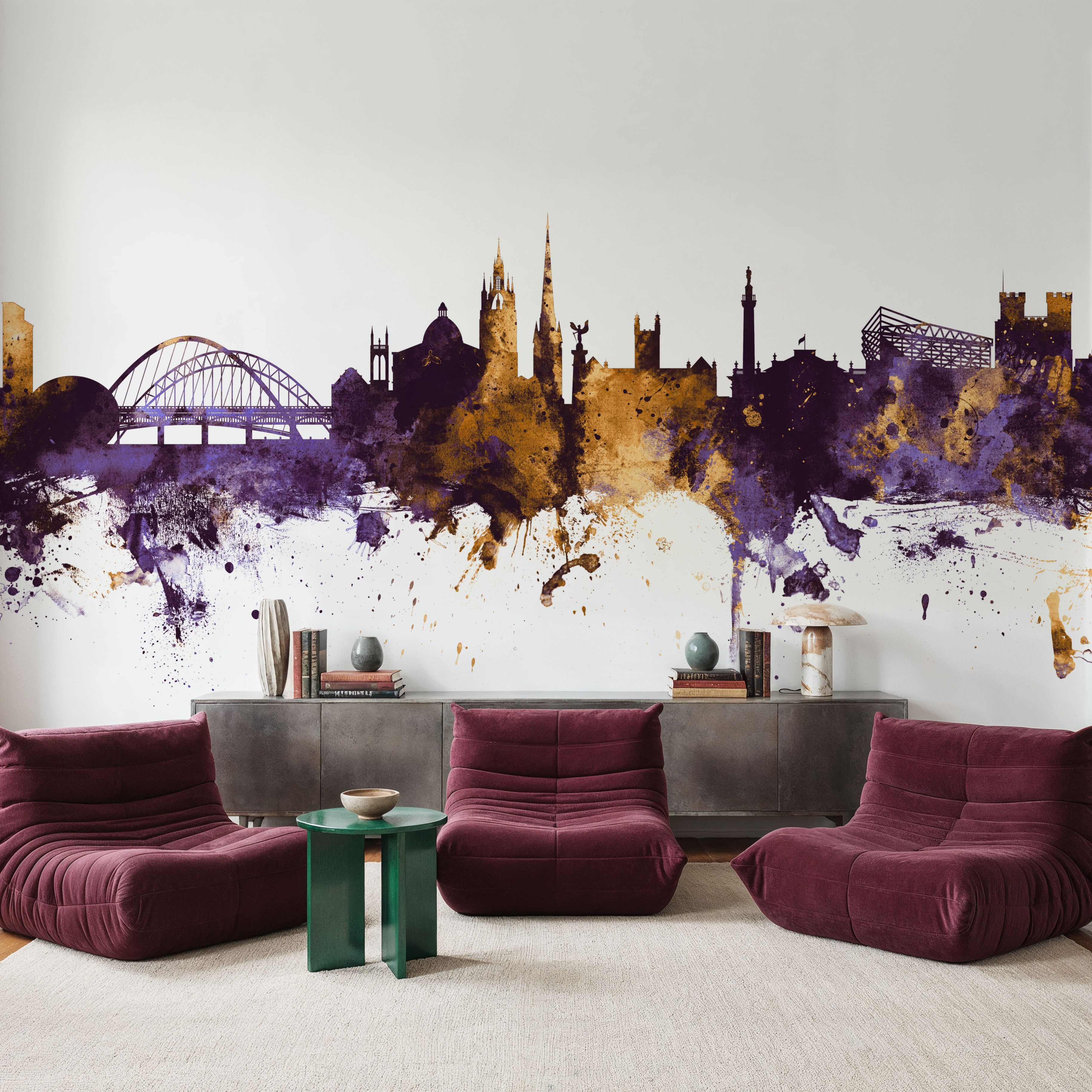 Newcastle England Skyline Purple & Gold