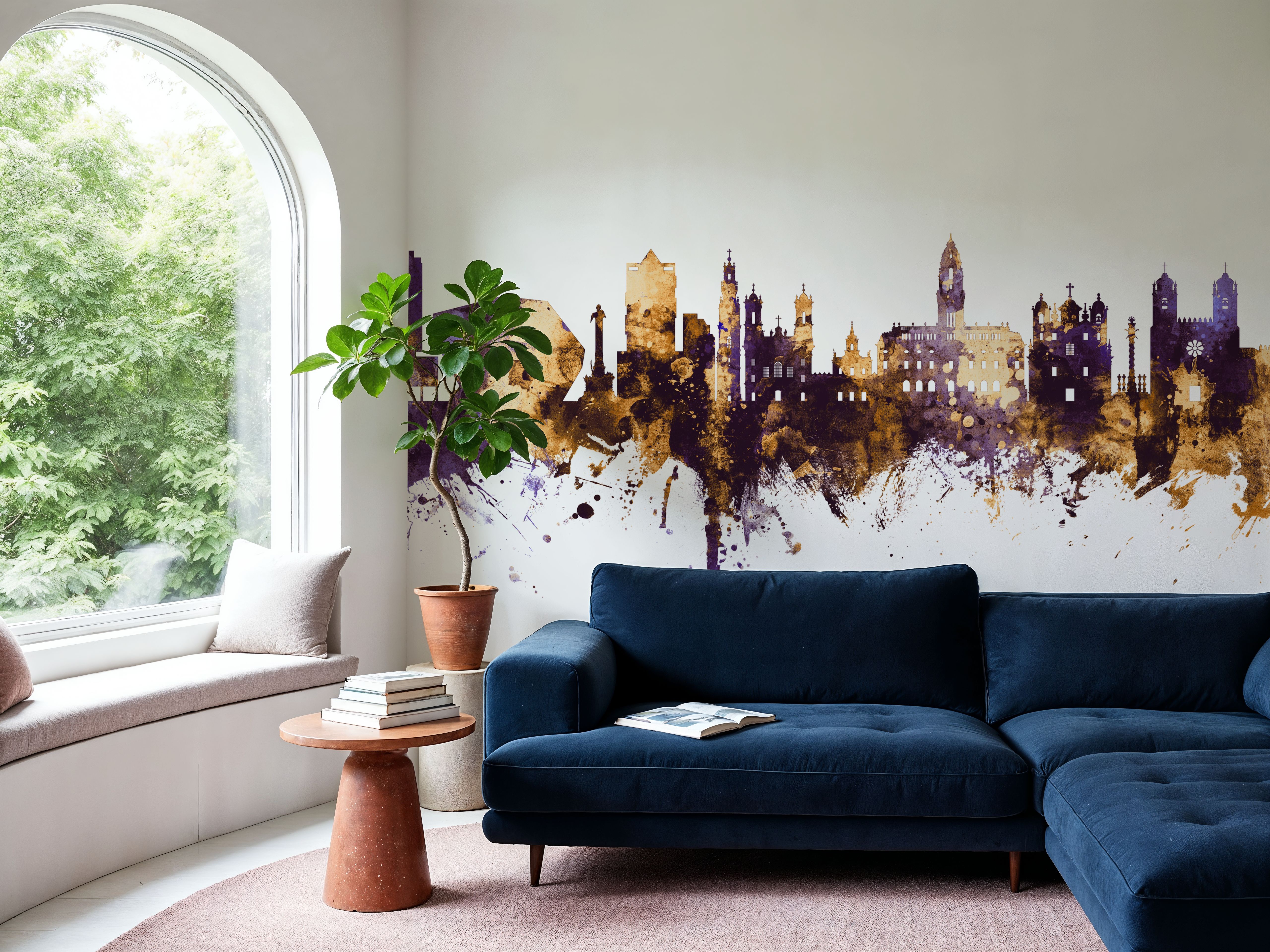 Porto Portugal Skyline Purple & Gold