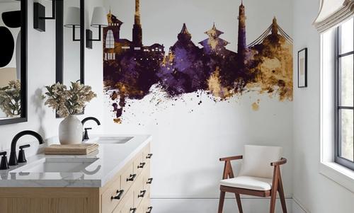 Kathmandu Nepal Skyline Purple & Gold