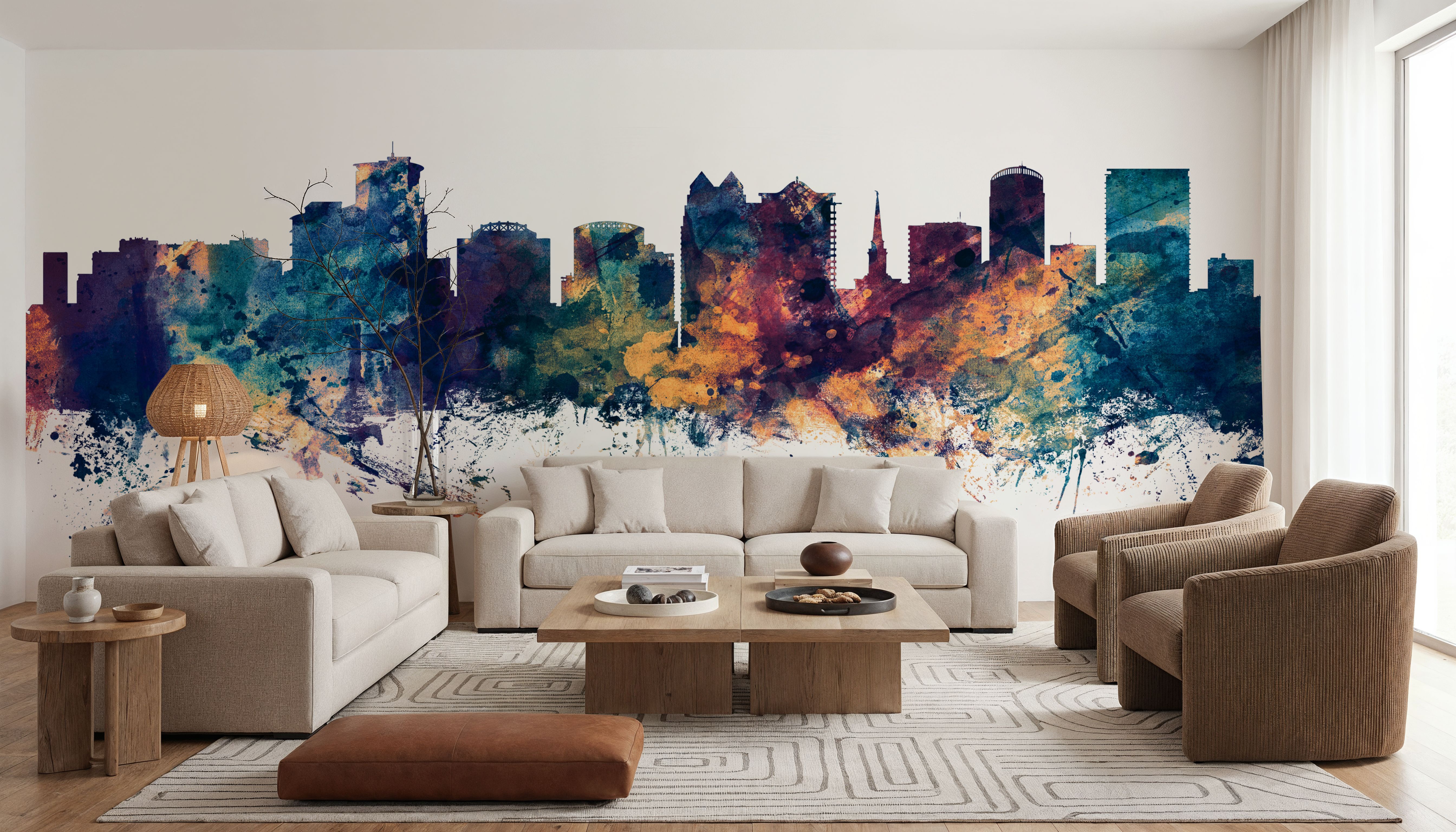 Orlando Florida Skyline Blue & Bronze