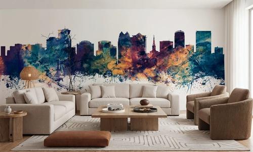 Orlando Florida Skyline Blue & Bronze