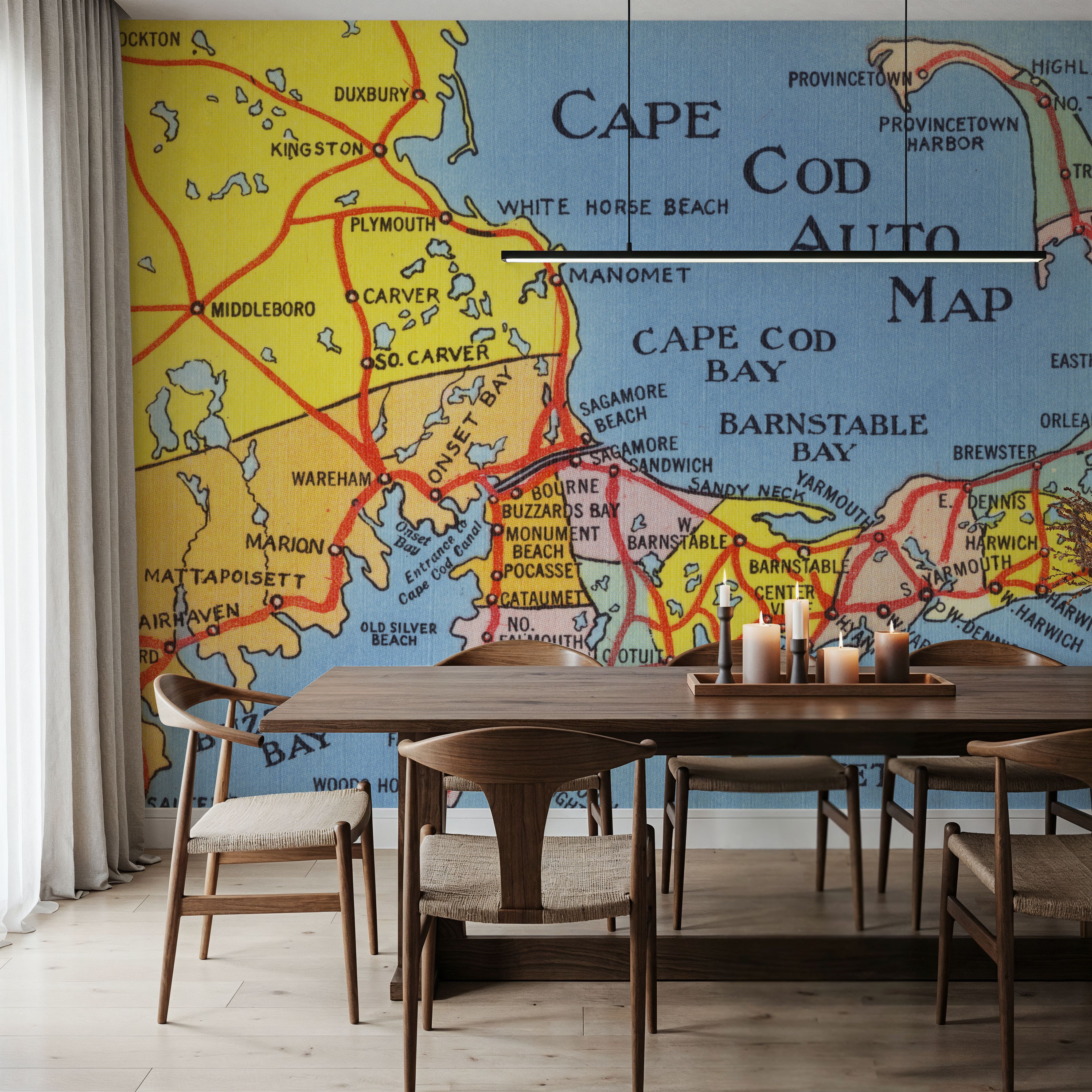 Greetings from Cape Cod Map - Screenprint Postcard