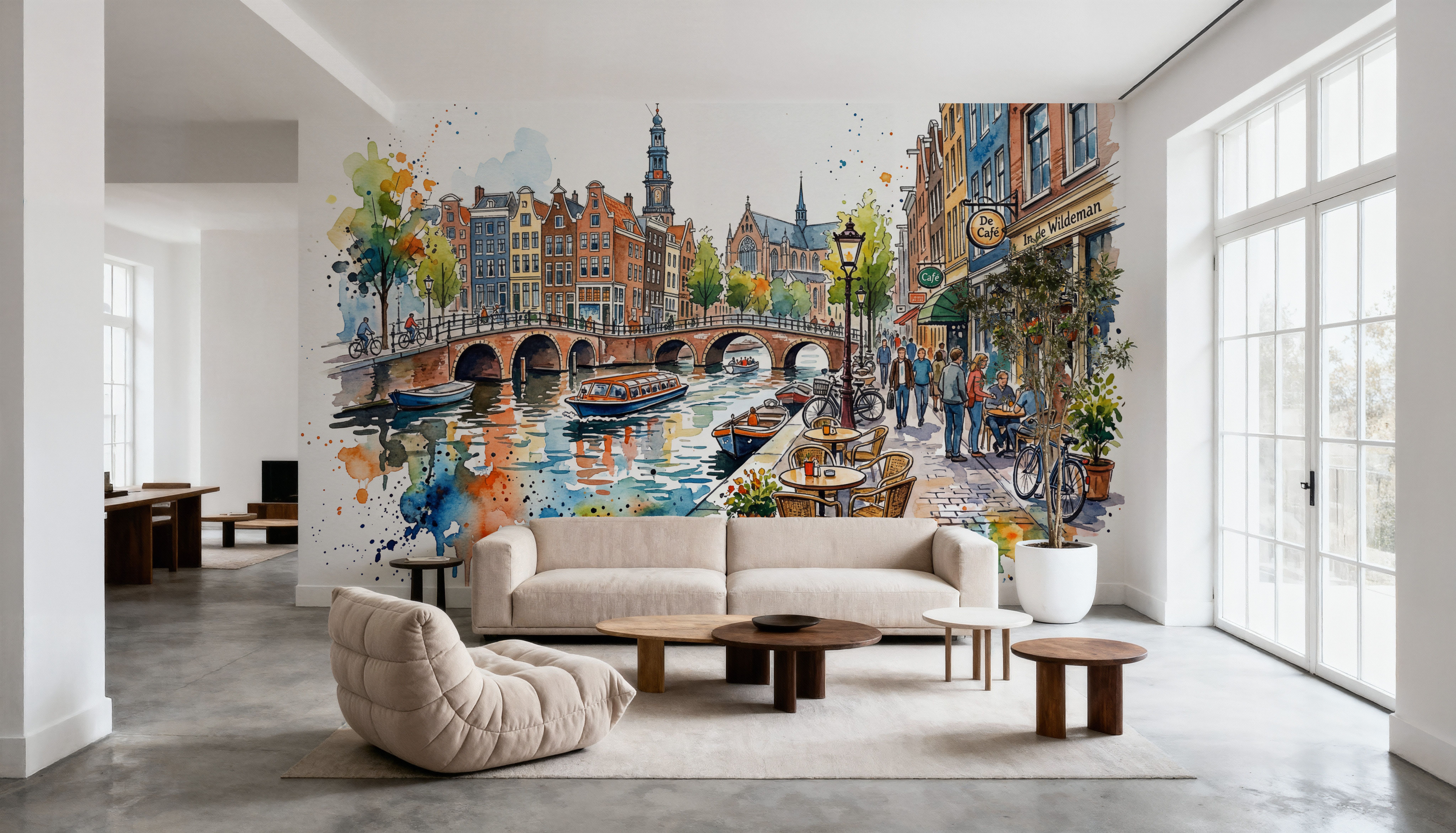 Amsterdam - Watercolor City Series, Papier peint