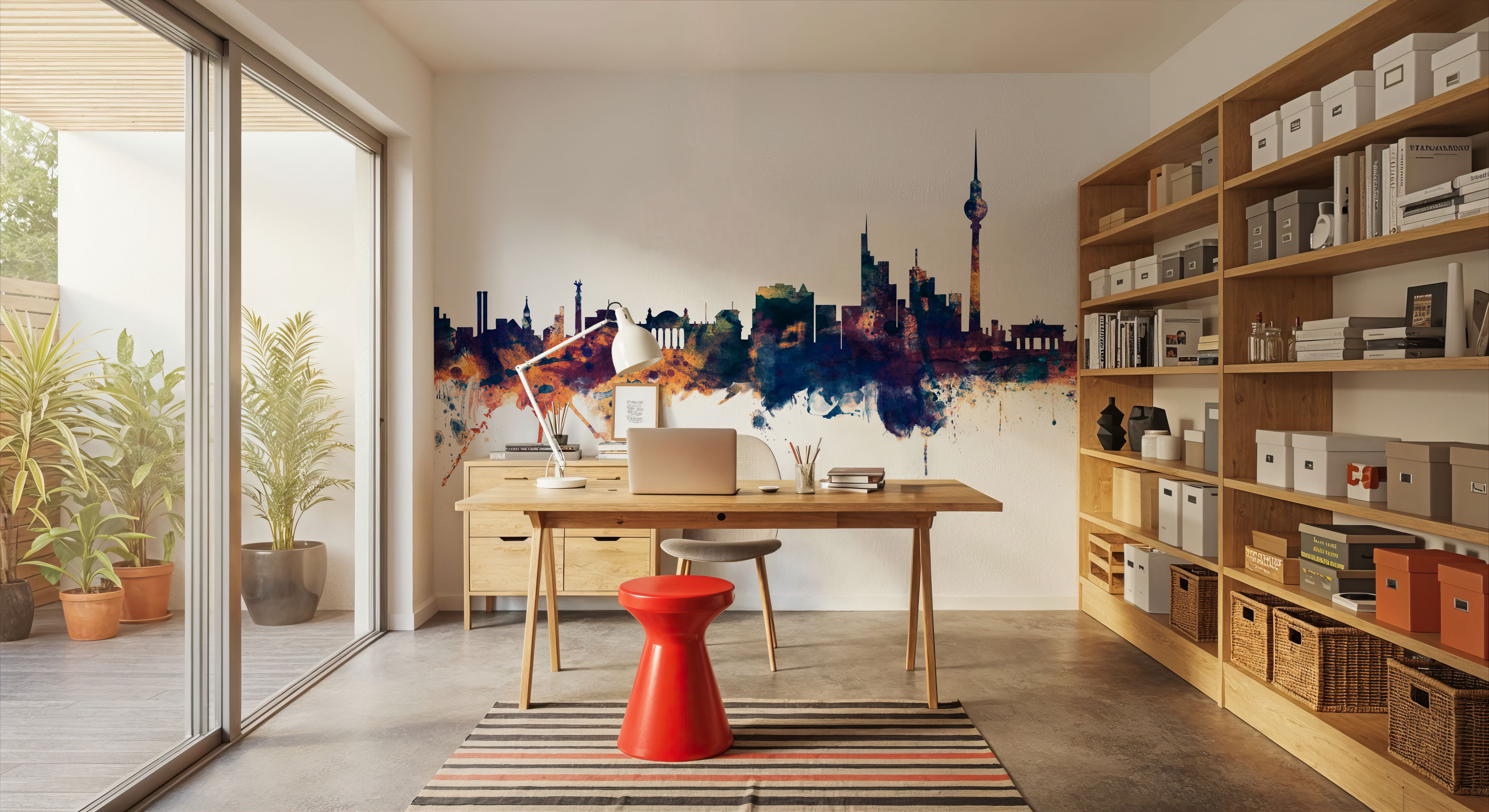 Berlin Skyline Blue & Bronze, Wallpaper