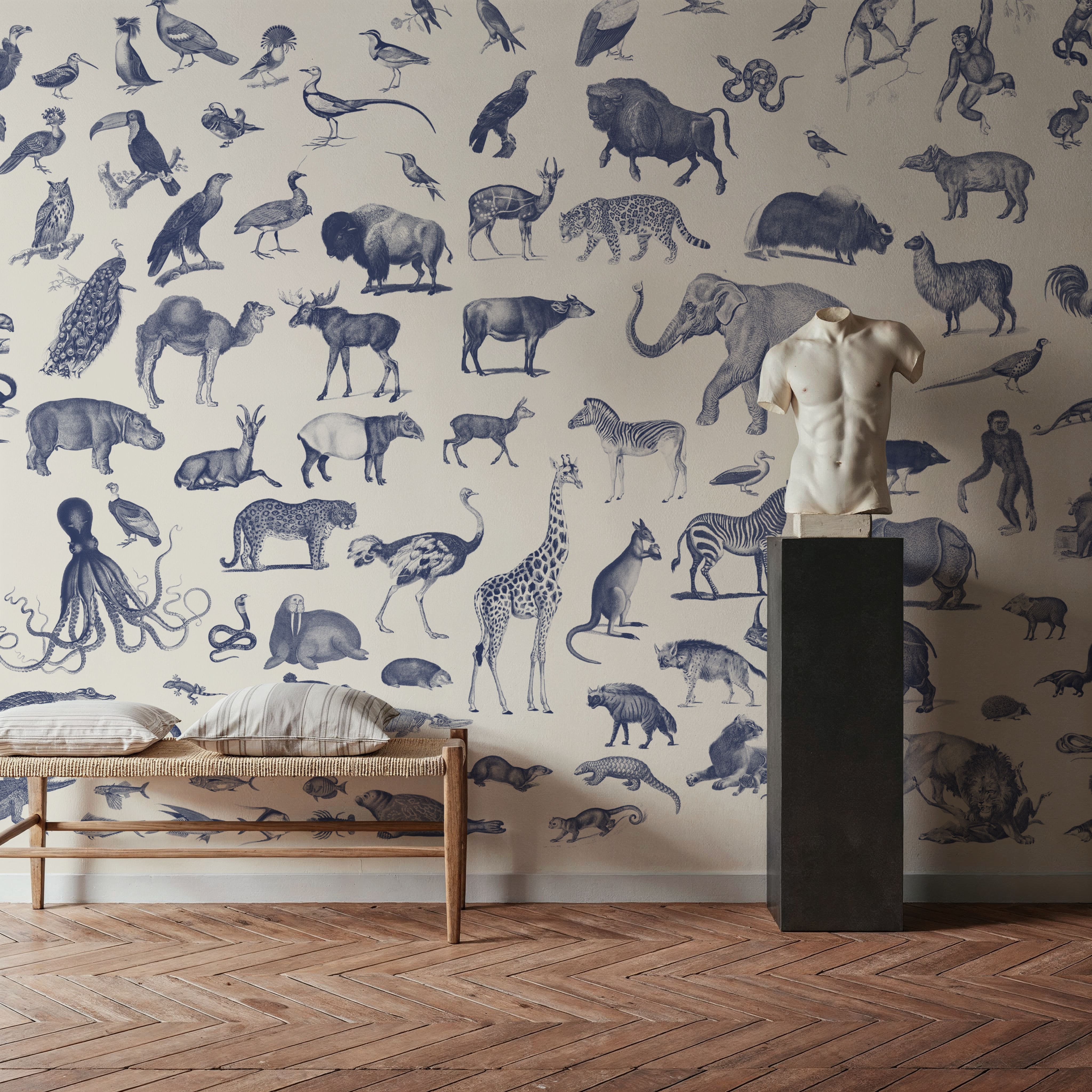 Vintage Animals, Ink Blue