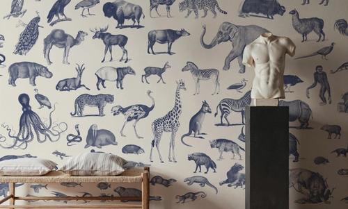 Vintage Animals, Ink Blue