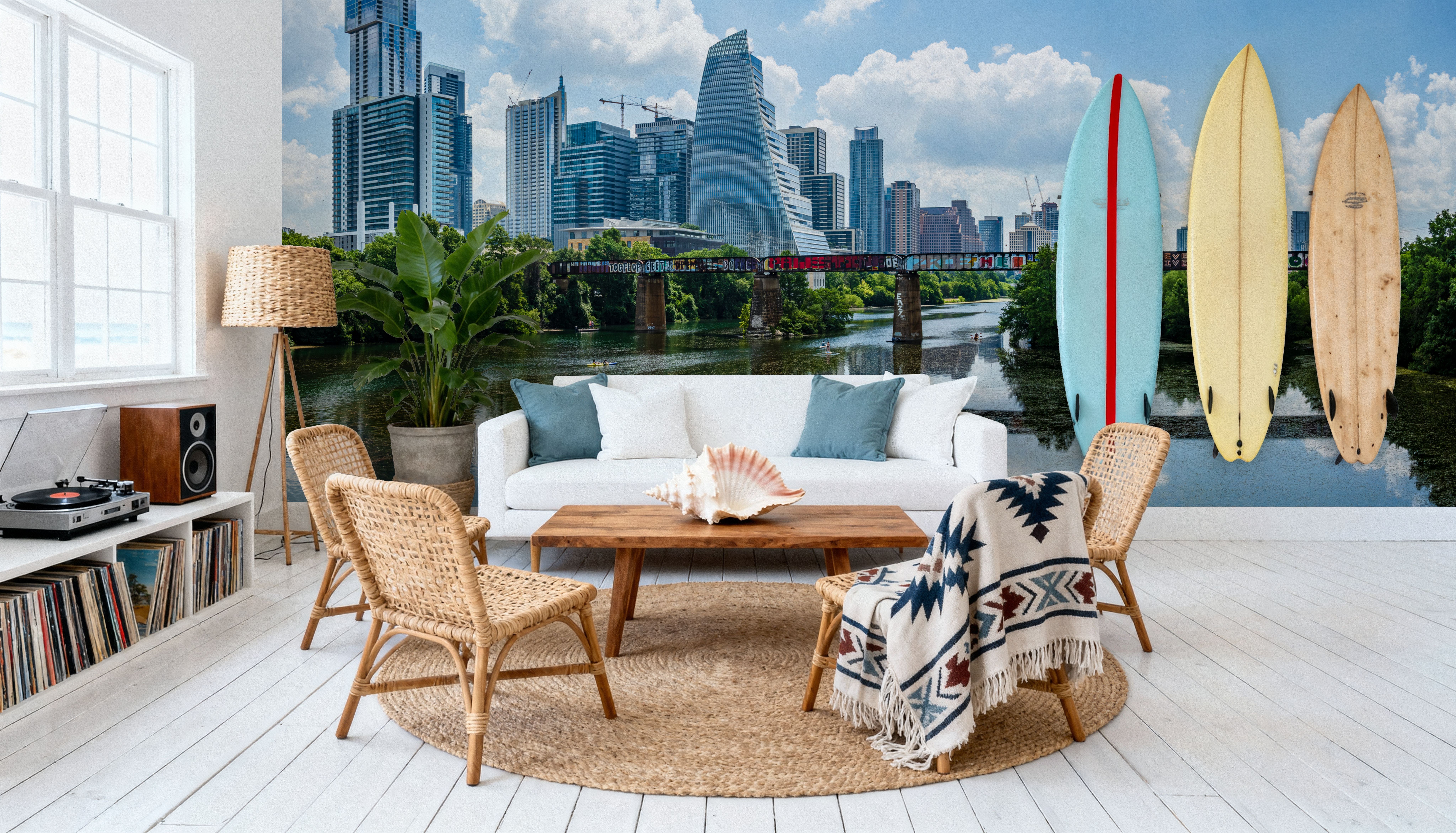 Urban Skyscrapers Blue Sky Reflection