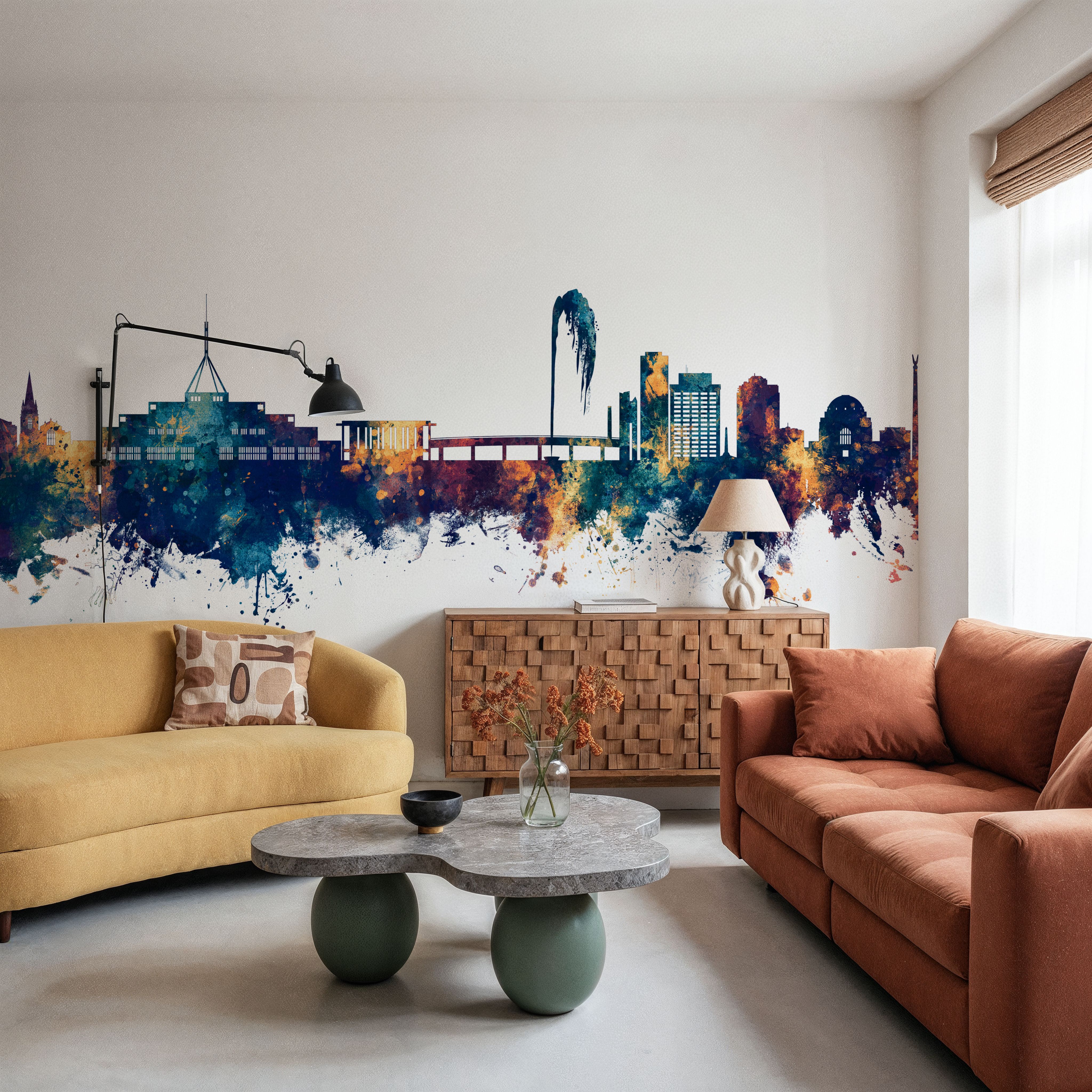 Canberra Skyline Blue & Bronze