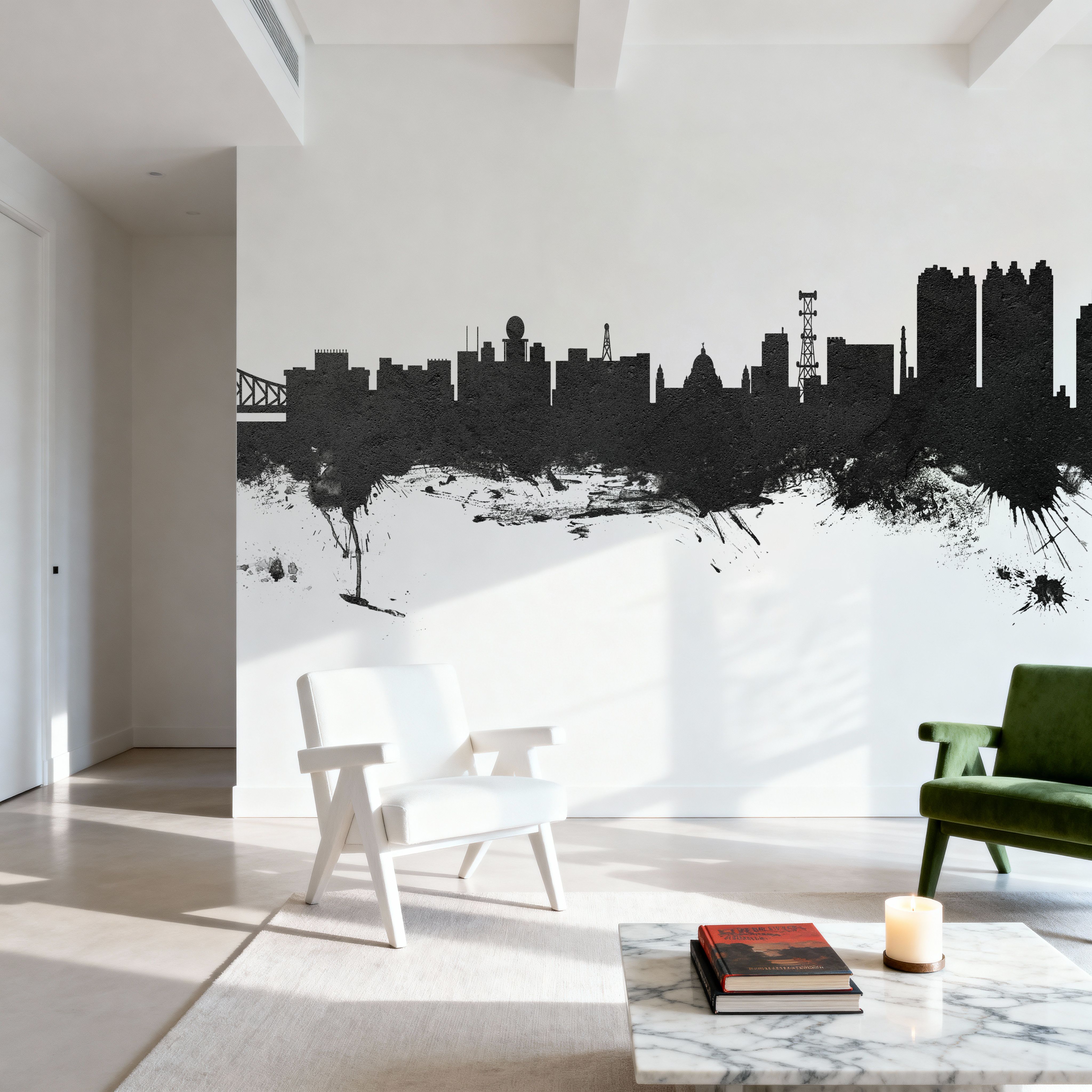 Kolkata (Calcutta) India Skyline Black & White