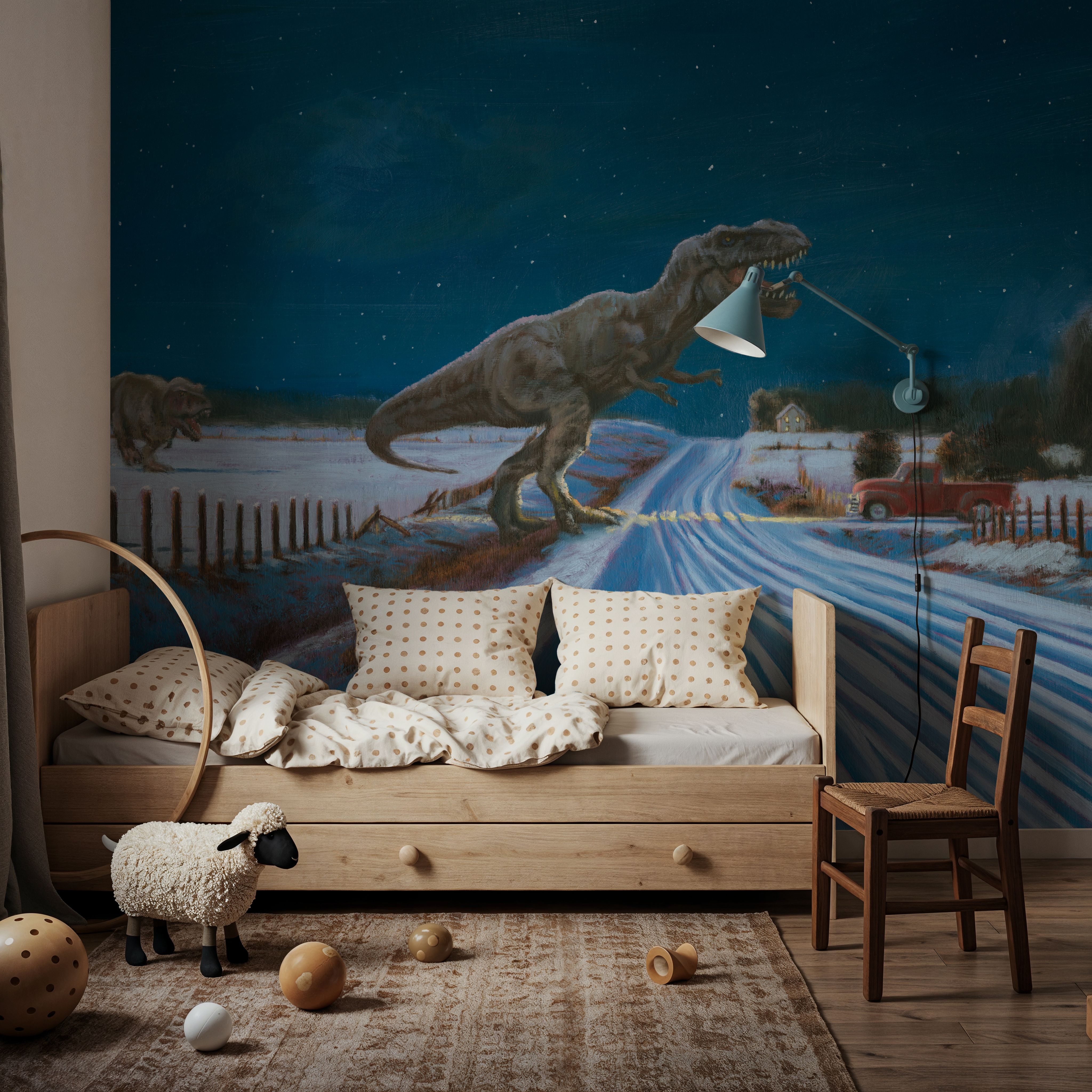 Wall Mural - Somewhere Near Drumheller - Contemporary Rural mural wallpaper - Blue - Bedroom - Wallism UK - Premium, Textured or Peel & Stick