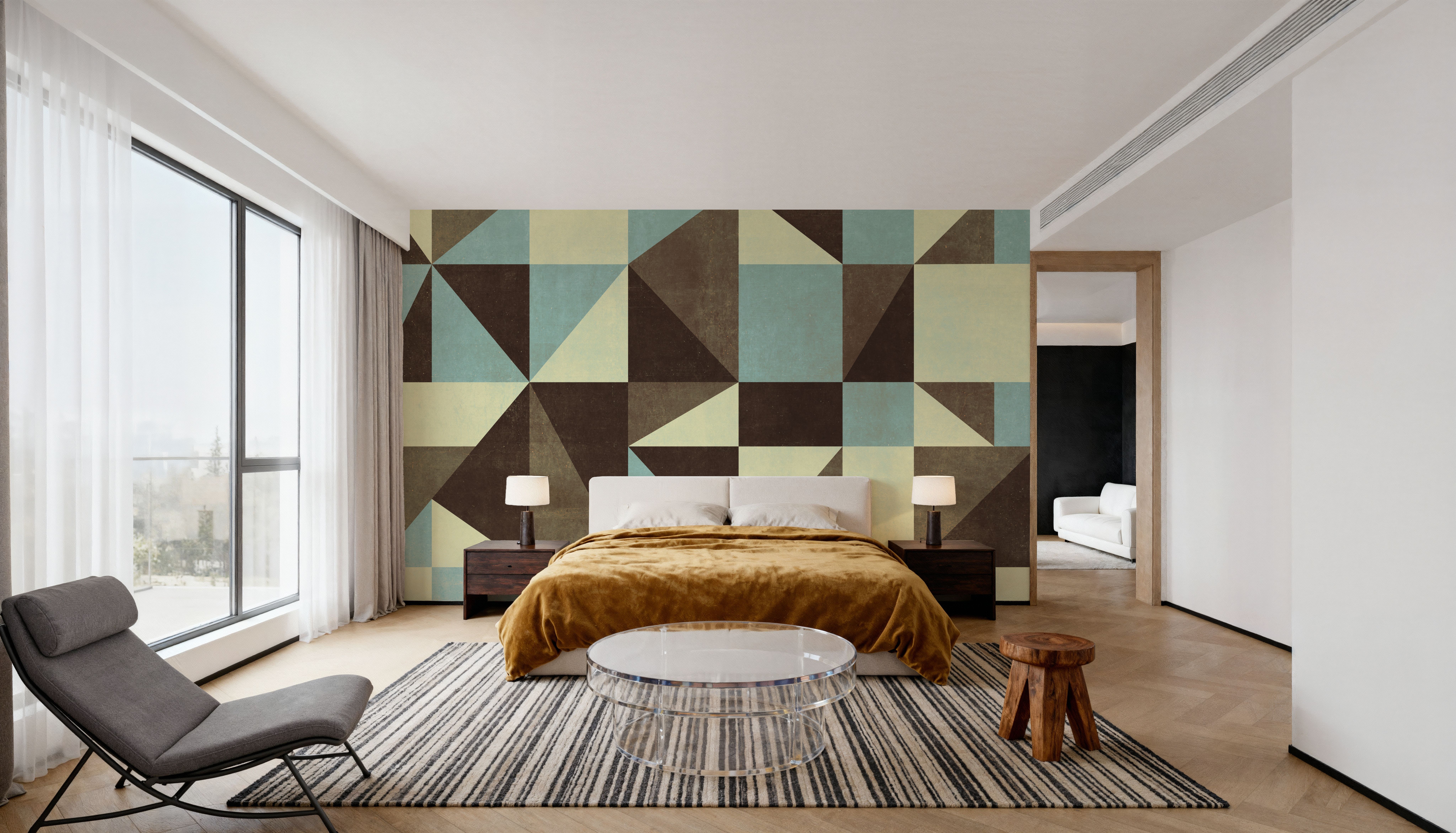 Modern Geometrics, Light Blue & Taupe