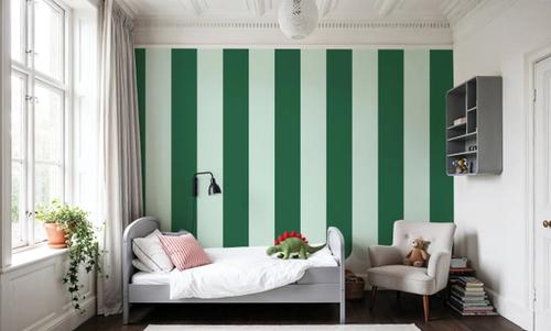 Scalloped Circus Stripes, Green on Green