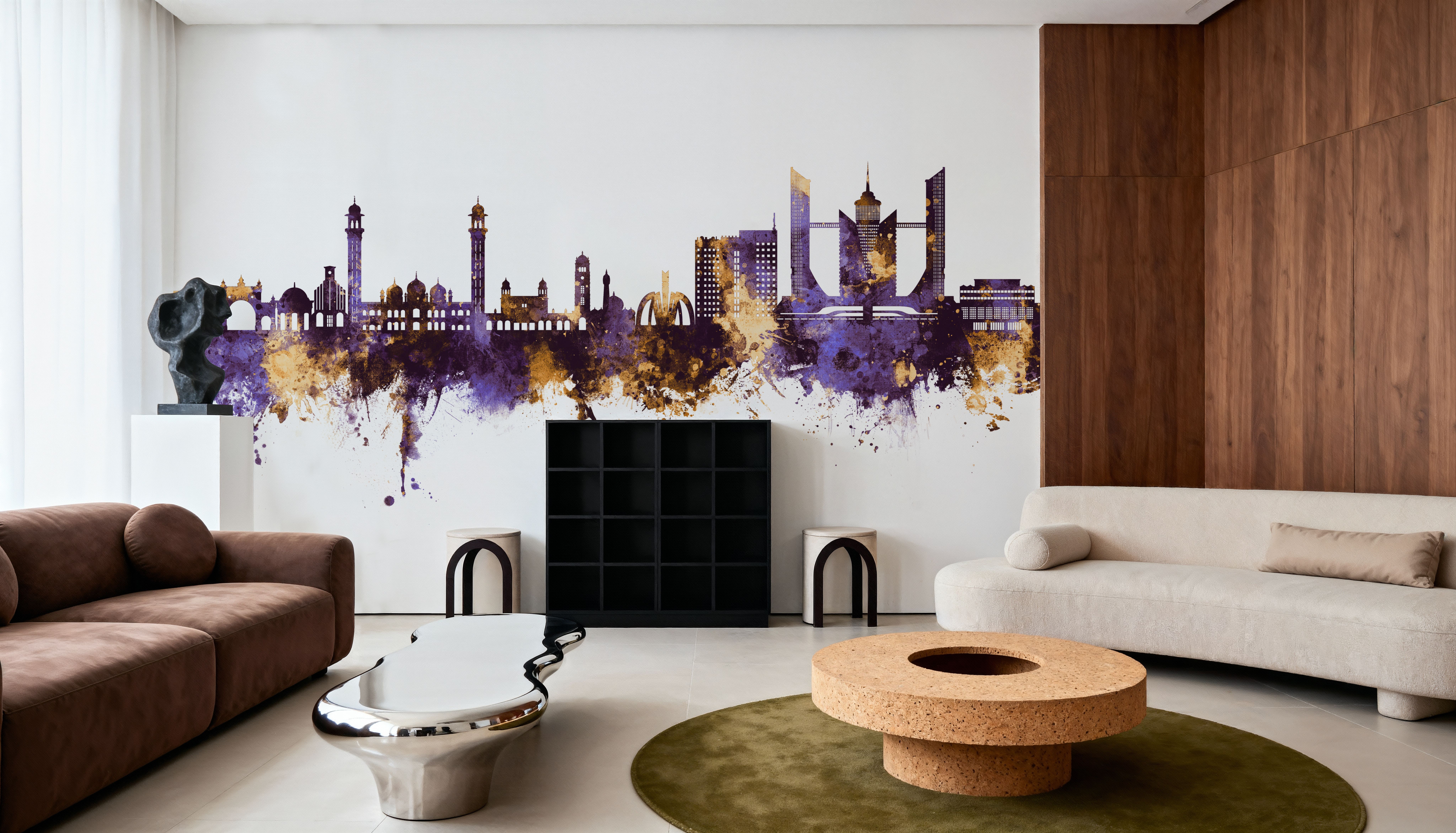 Faislabad Pakistan Skyline Purple & Gold